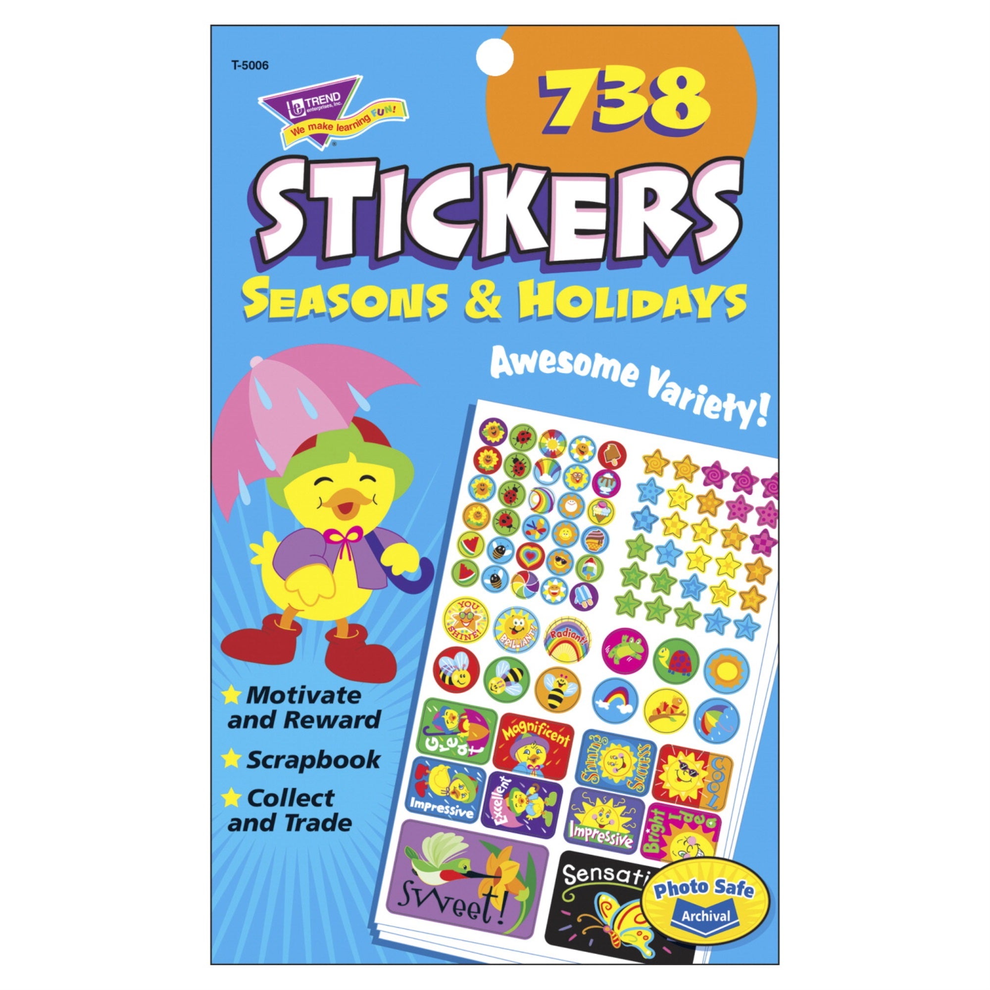 Trend Enterprises Seasons And Holidays Sticker Pad, 738 Stickers
