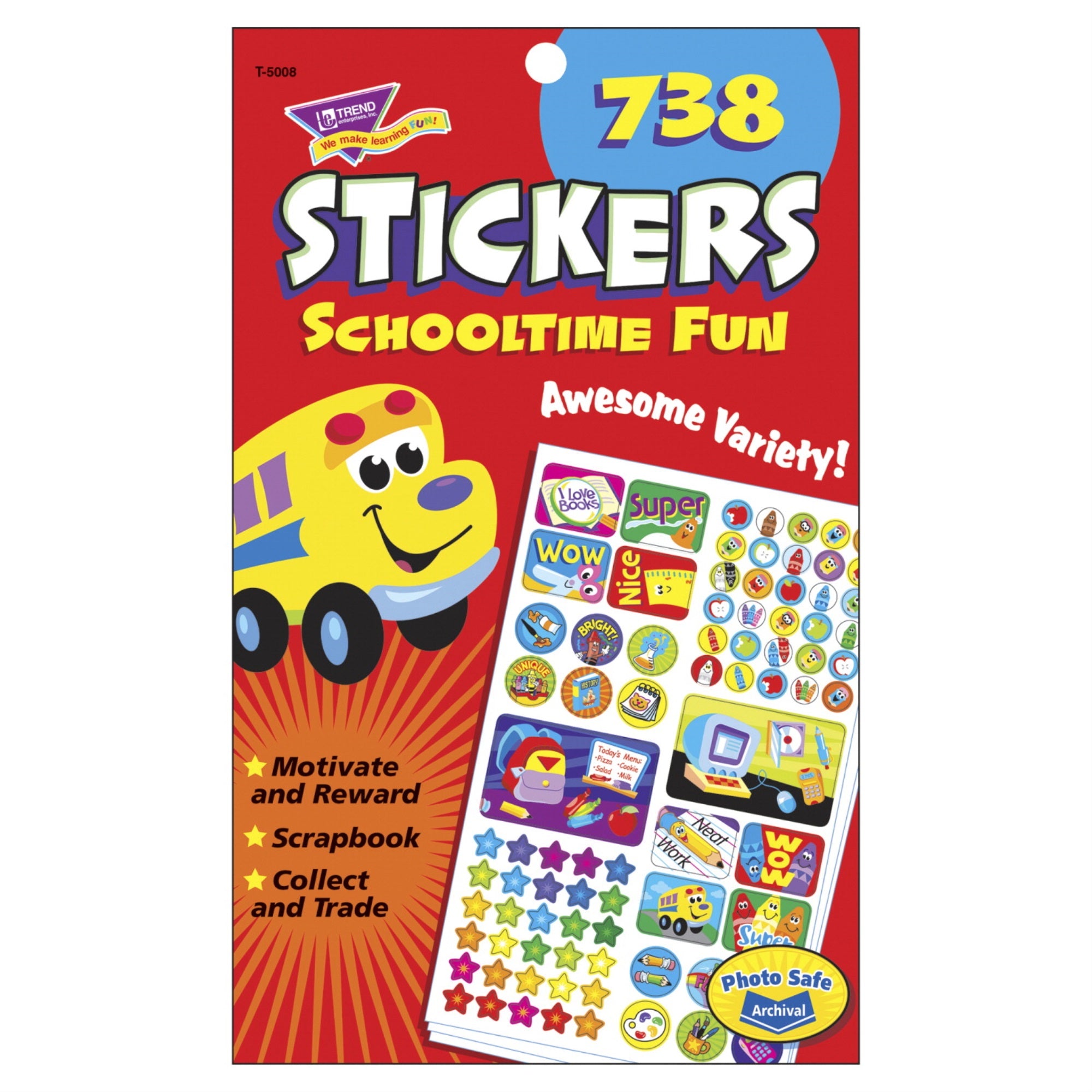 Trend Enterprises Schooltime Fun Sticker Pad, 738 Stickers