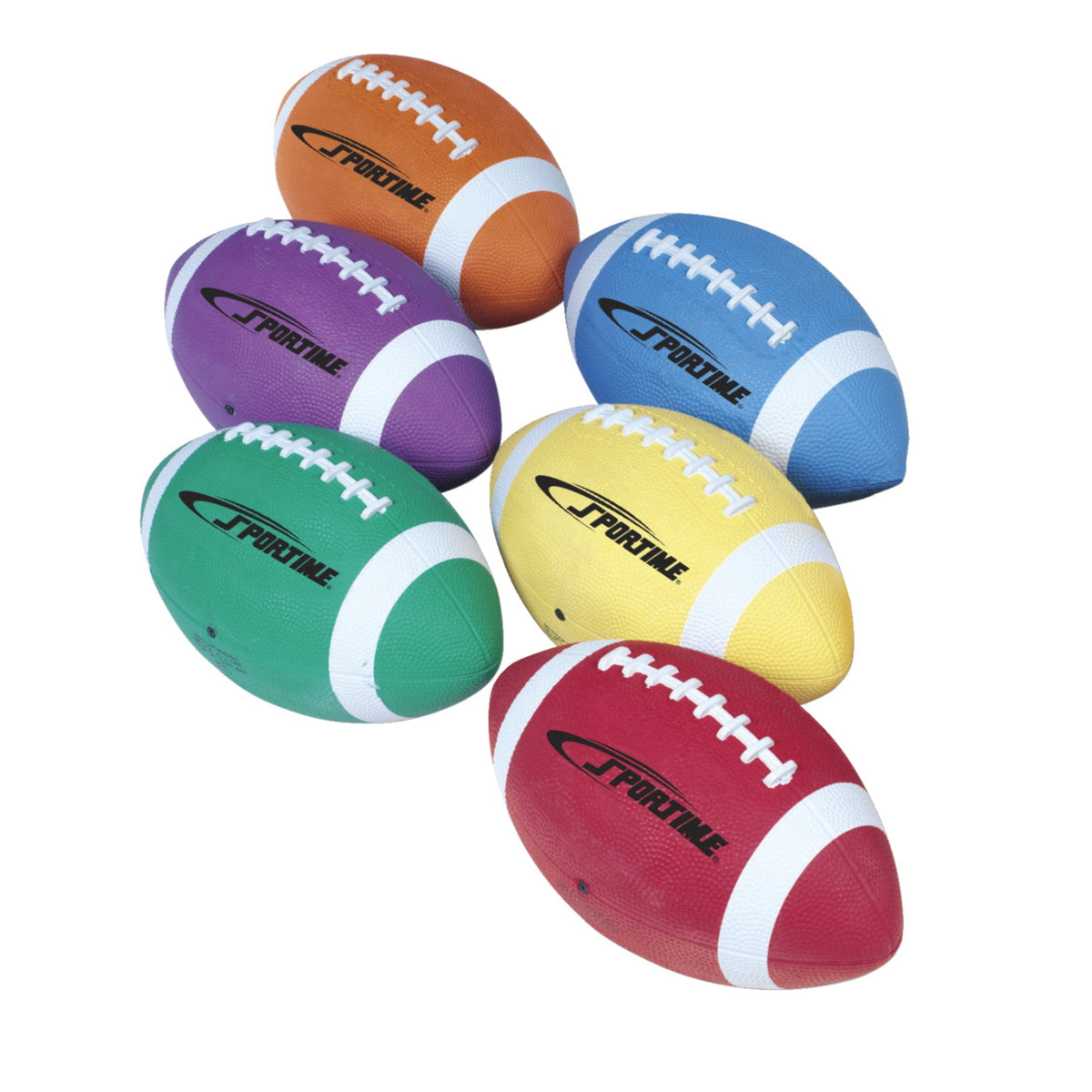 Sportime Gradeballs Youth/Intermediate Size 7 Rubber Footballs, Set Of 6