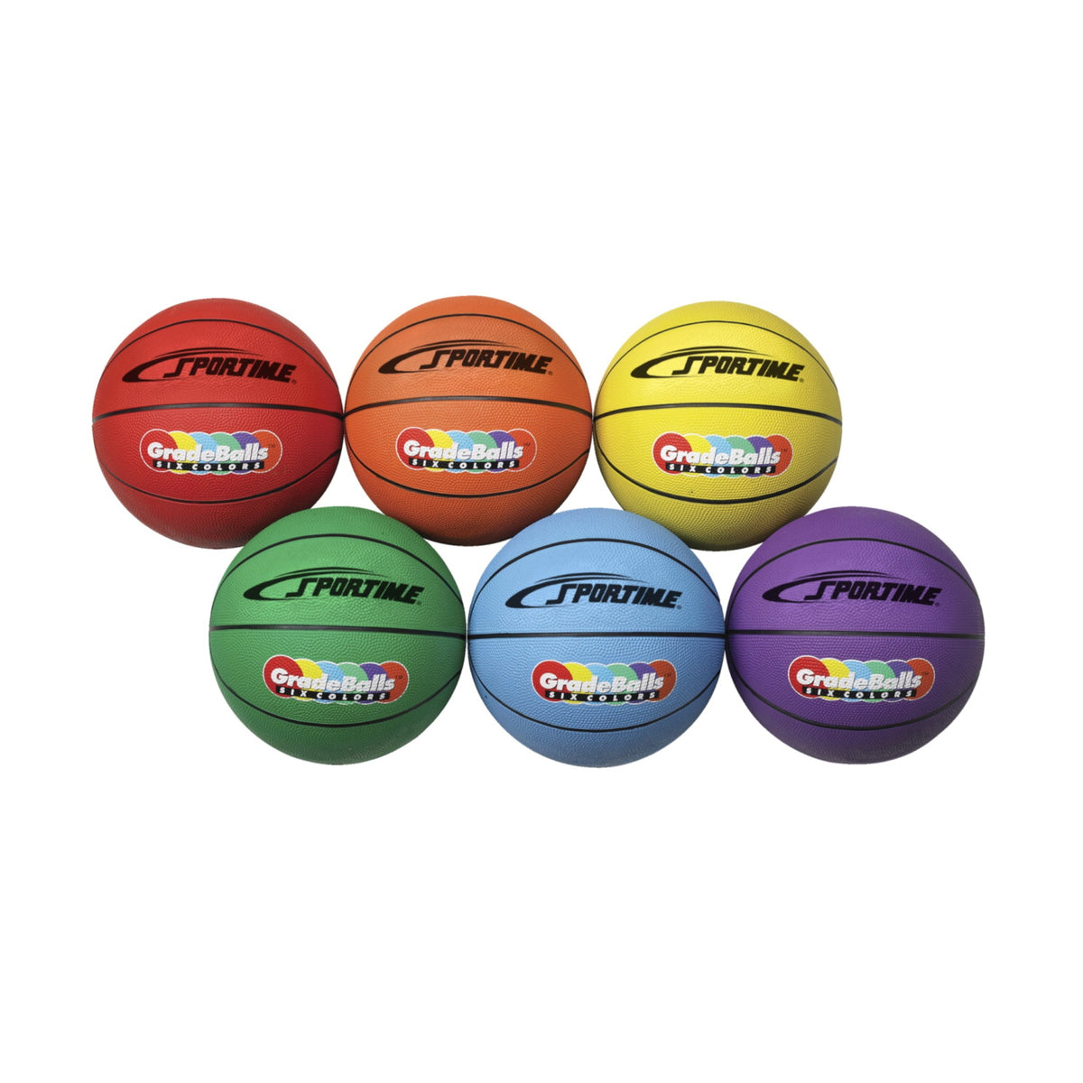 Sportime Gradeball Rubber Minchi Basketballs, 11 Inches, Set Of 6
