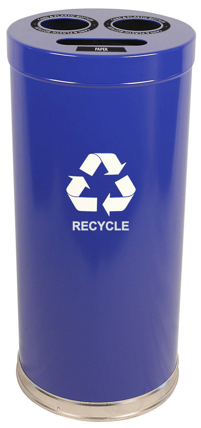 15Rtbl-Vv Ergode Emoti-Can | 3 Separate Openings | Lift-Off Top | Stainless Steel Bottom Band | 3 Liners | Durable Steel | Recyc