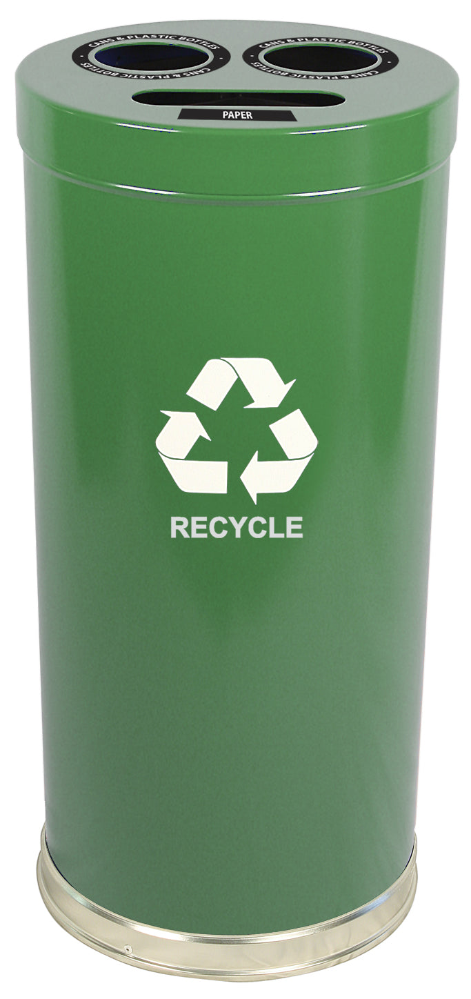 15Rtgn-Vv Ergode Emoti-Can Recycling Container With 3 Openings, Lift-Off Top, Stainless Steel Bottom Band, And 3 Separate Liners