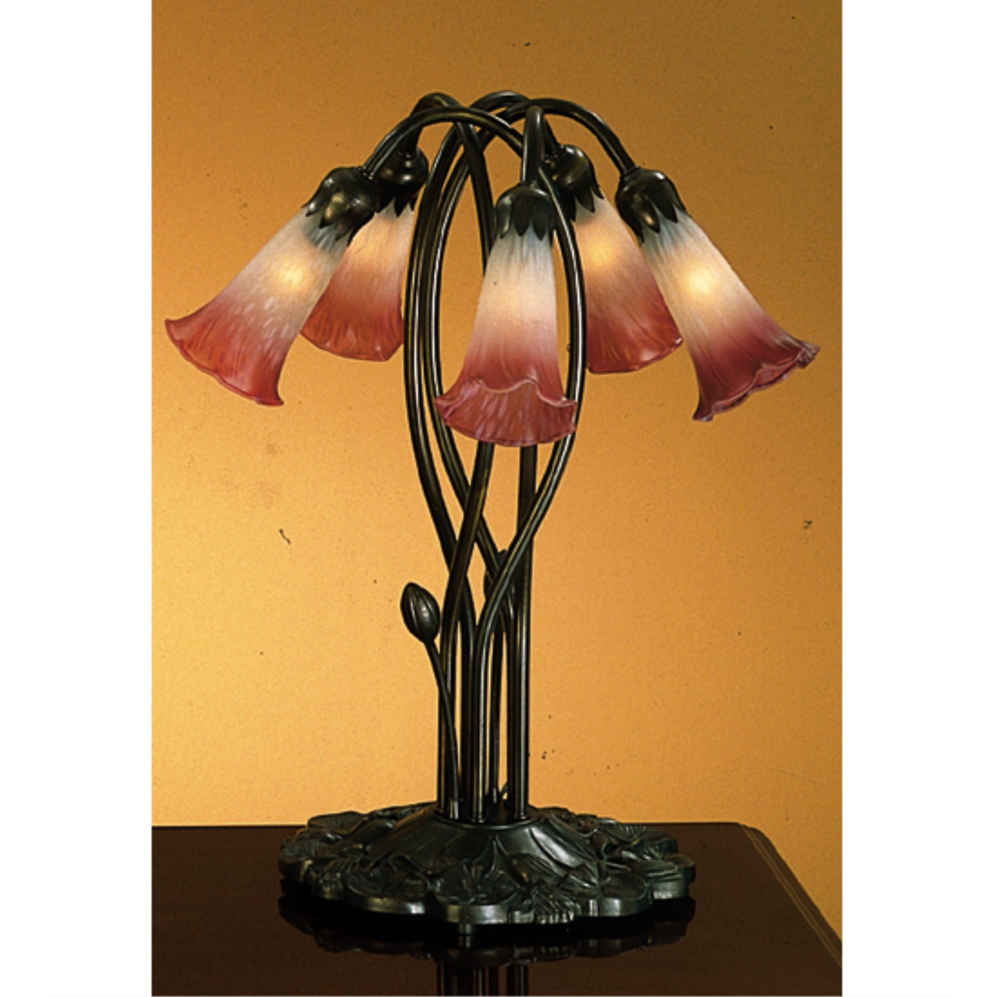 16.5'H Pink/White Pond Lily 5 Lt Accent Lamp