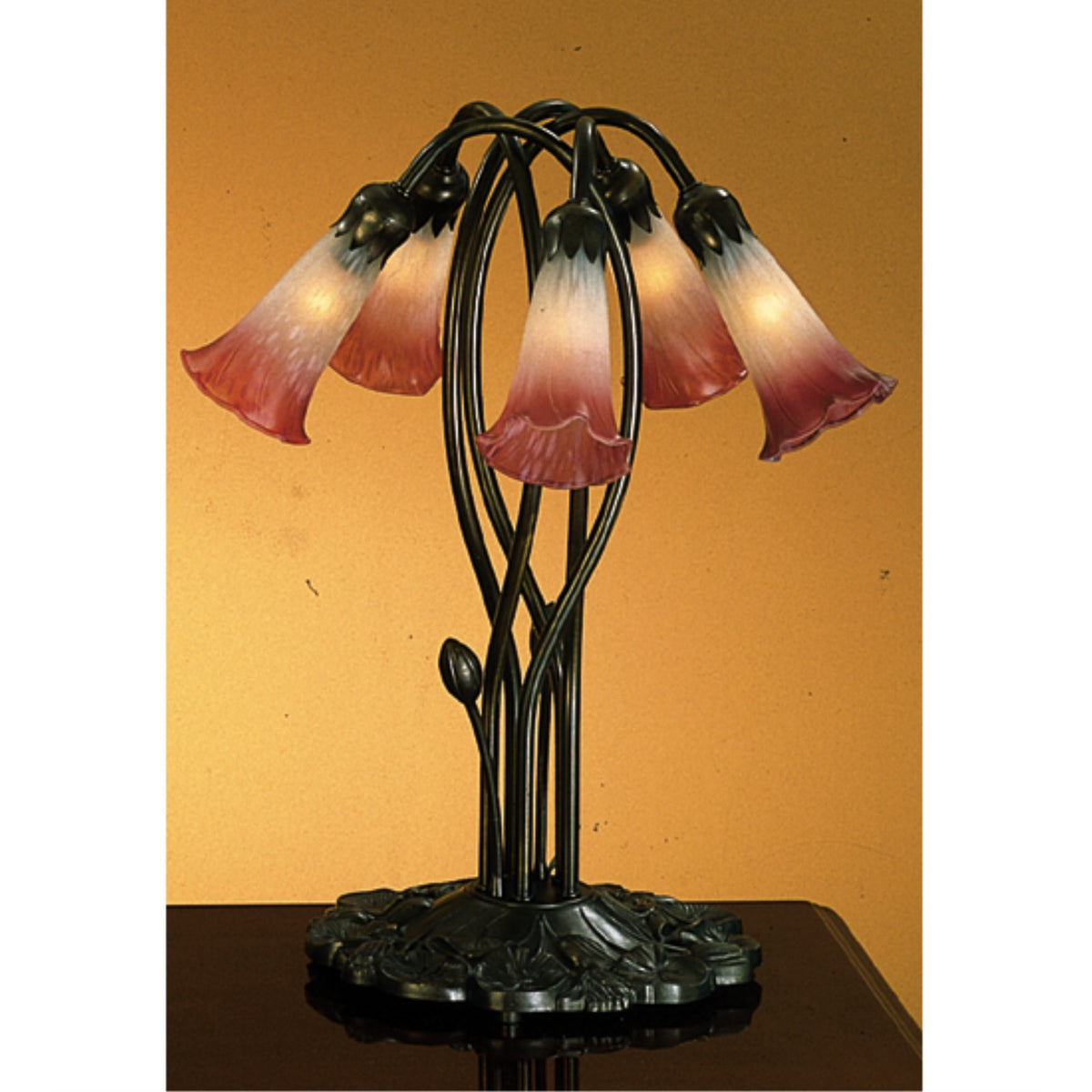 16.5'H Pink/White Pond Lily 5 Lt Accent Lamp