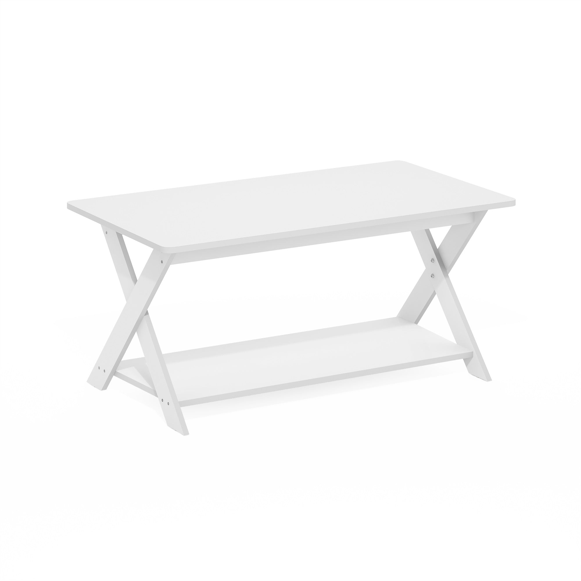 Furinno Modern Simplistic Criss-Crossed Coffee Table, White