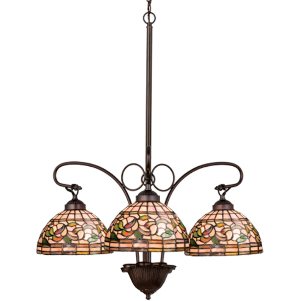 24'W Tiffany Turning Leaf 3 Lt Chandelier