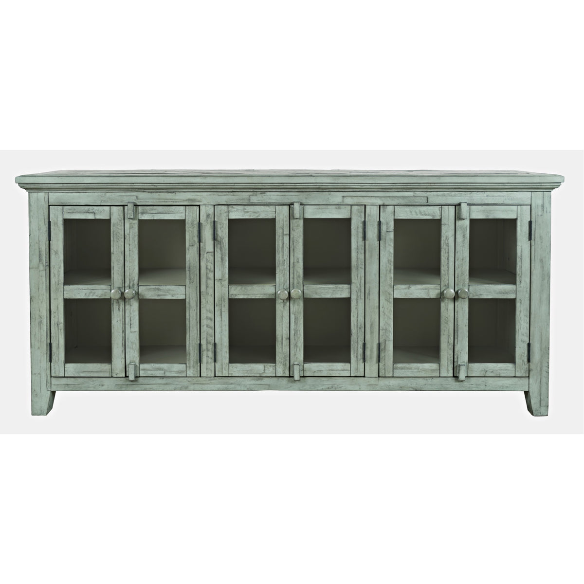 Rustic Shores 70' Coastal Distressed Acacia Six-Door Sideboard Cabinet