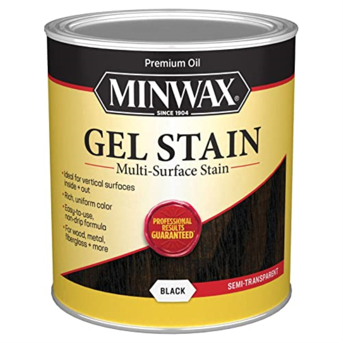 1618370 Gel Stain Black 1Qt Minwax Gel Stain Semi-Transparent Black Oil-Based Gel Stain 1 Qt (Pack Of 4)