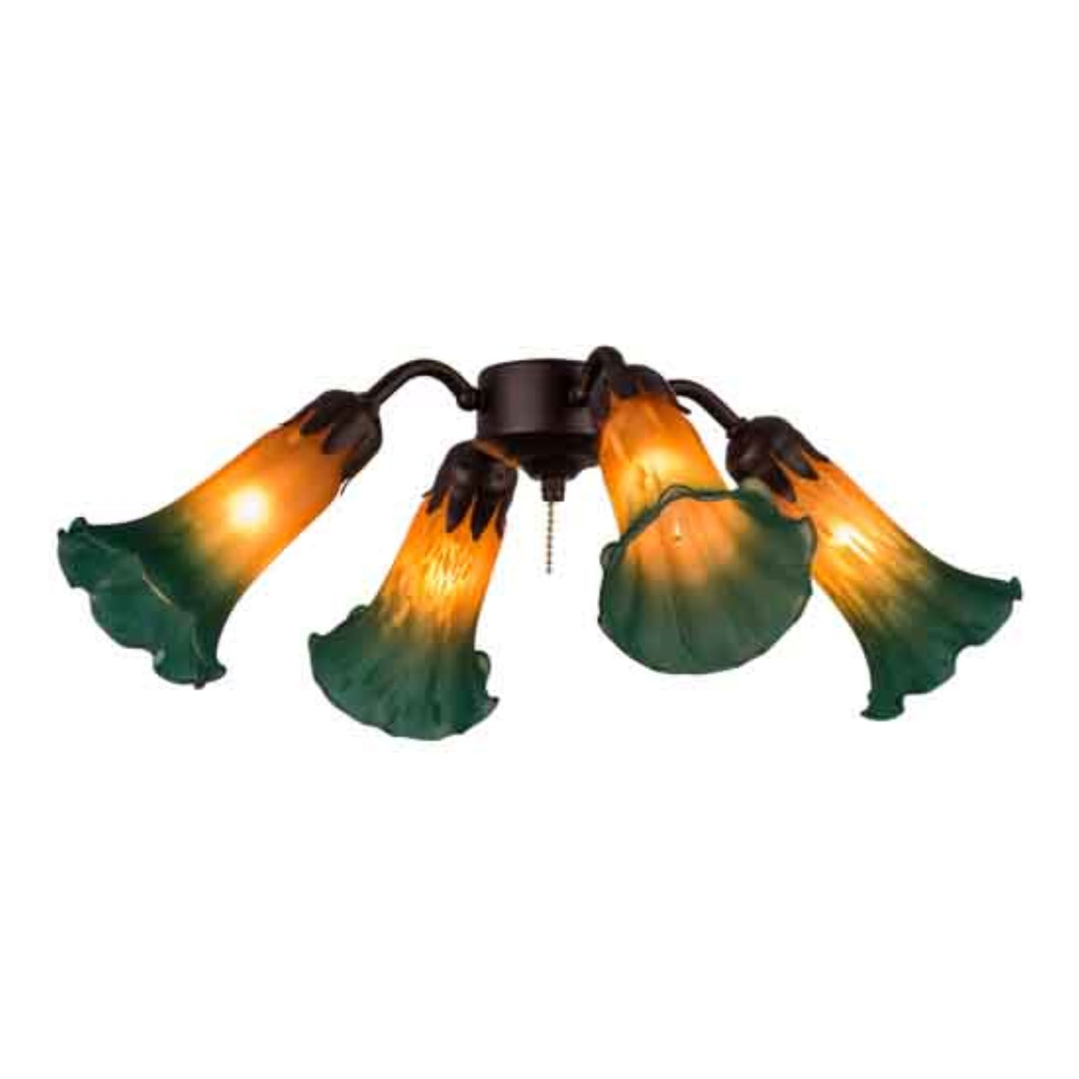 19'W Amber/Green Pond Lily 4 Lt Fan Light