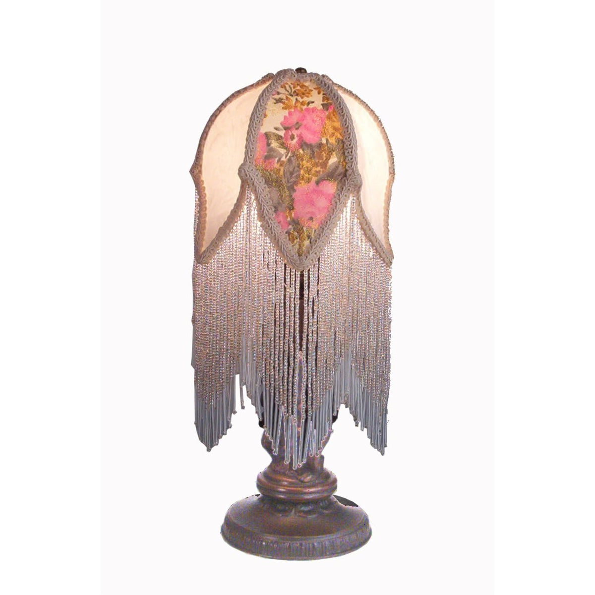 11' High Fabric & Fringe Victorian Tulip Mini Lamp