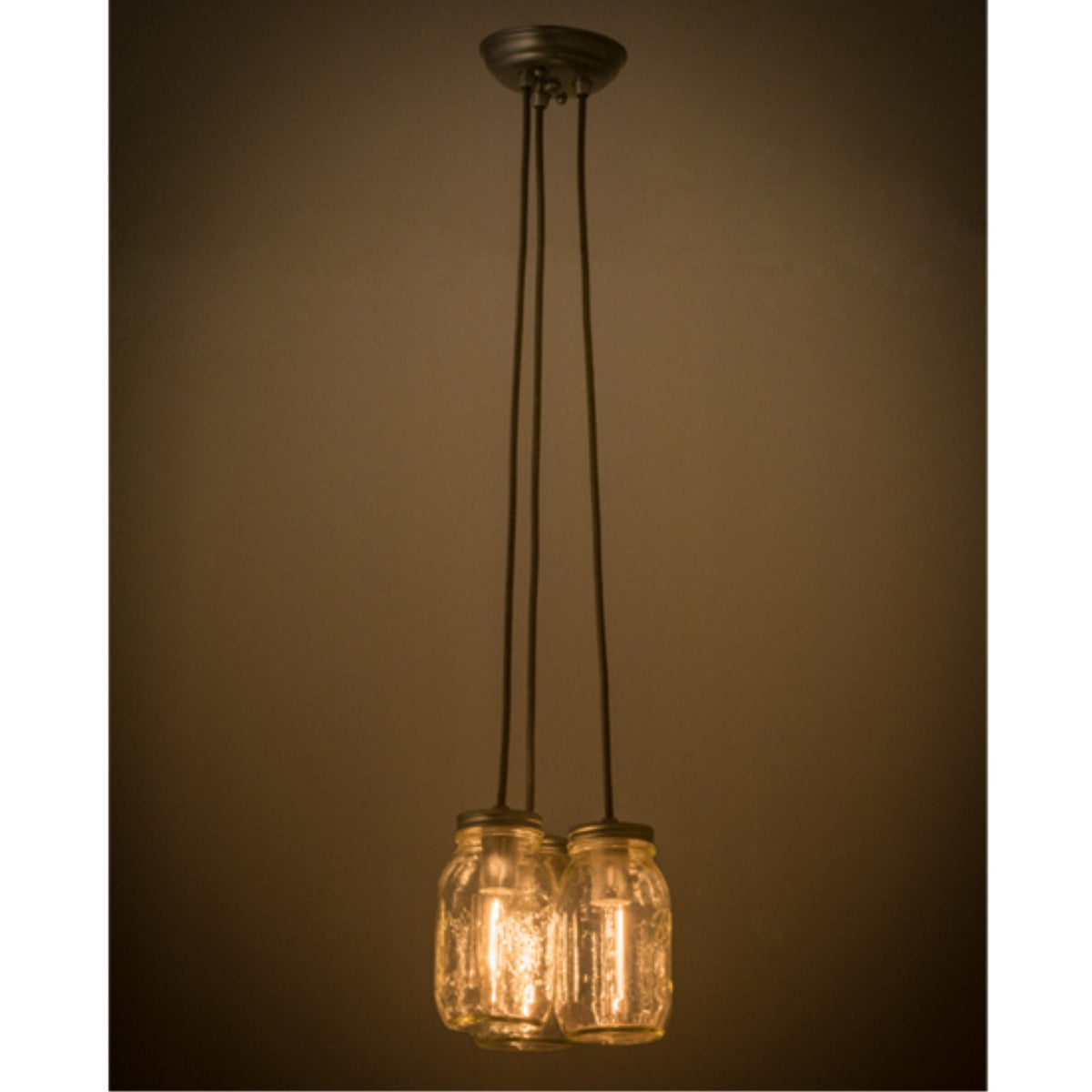 7'W Mason Jar 3 Lt Pendant