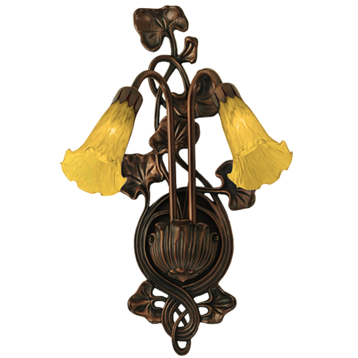 11'W Amber Pond Lily 2 Lt Wall Sconce