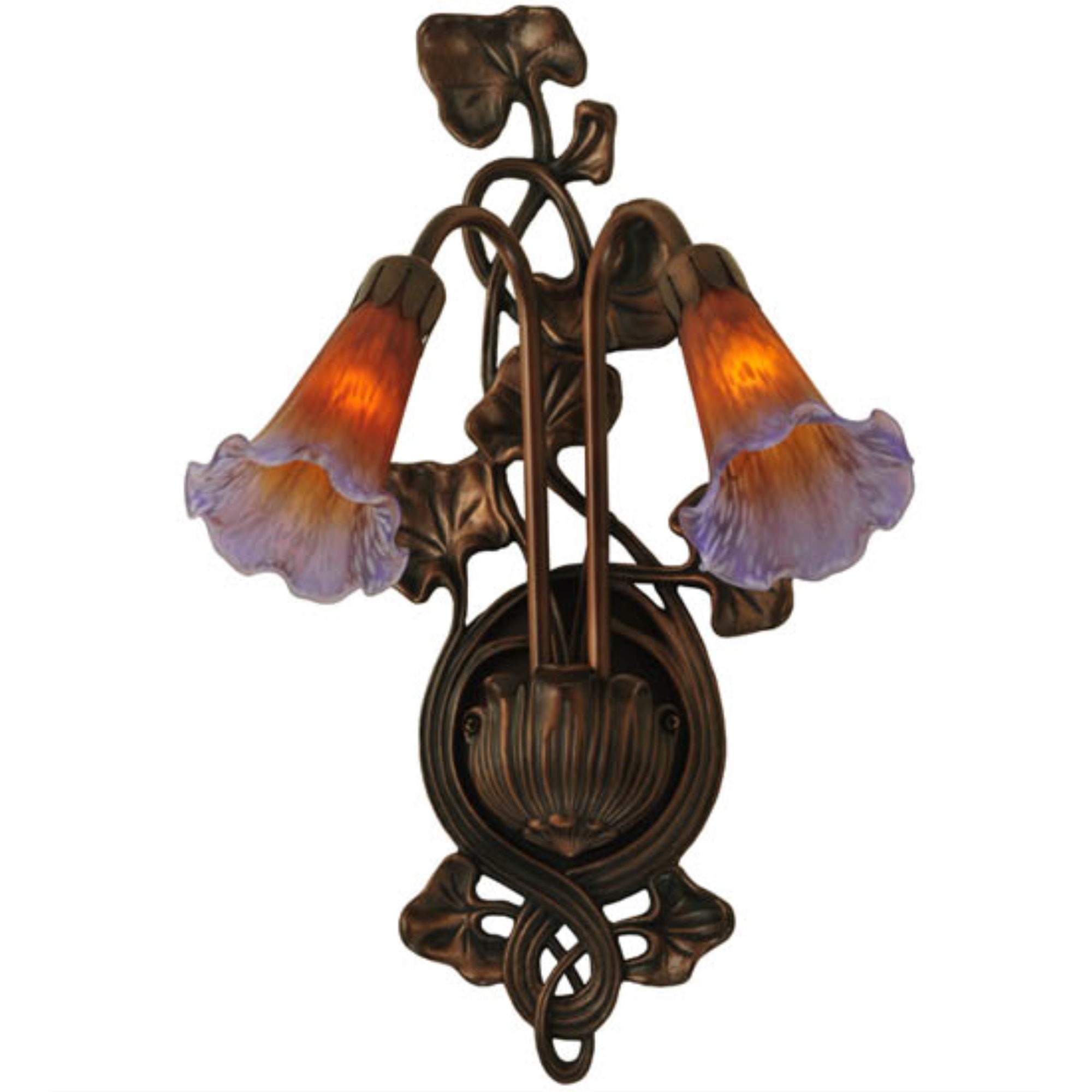 11'W Amber/Purple Pond Lily 2 Lt Wall Sconce