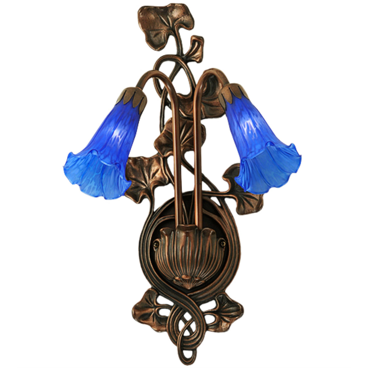 11'W Blue Pond Lily 2 Lt Wall Sconce