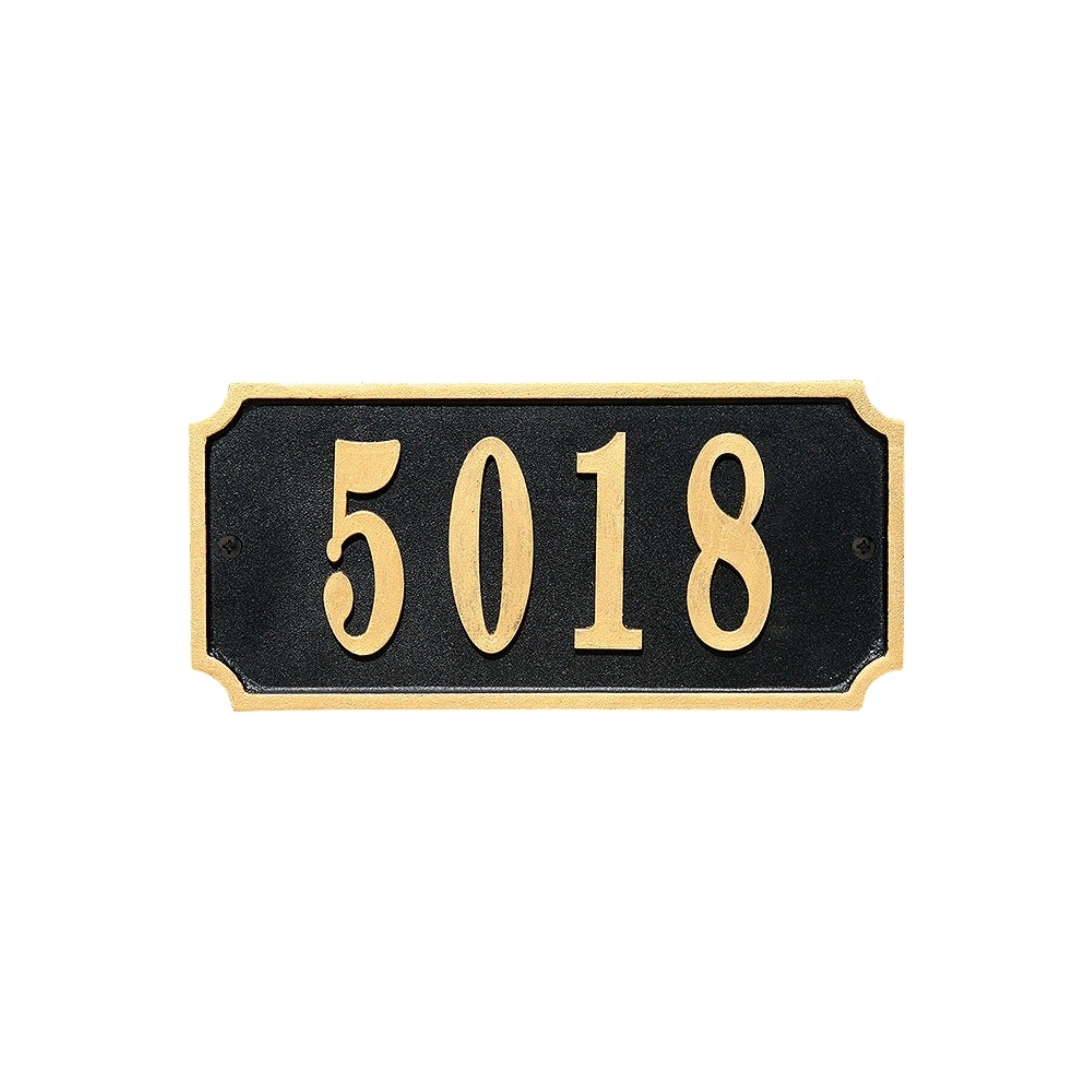 Waterford Rectangle Cast Aluminum Black With Gold Border Address Plaque
