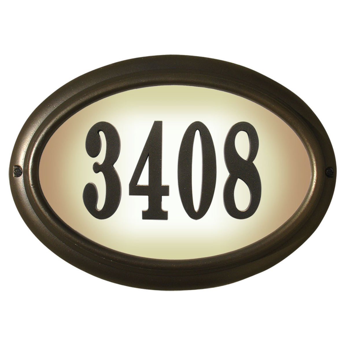 Edgewood Oval Lighted Address Plaque In Oil Rub Bronze Frame Color