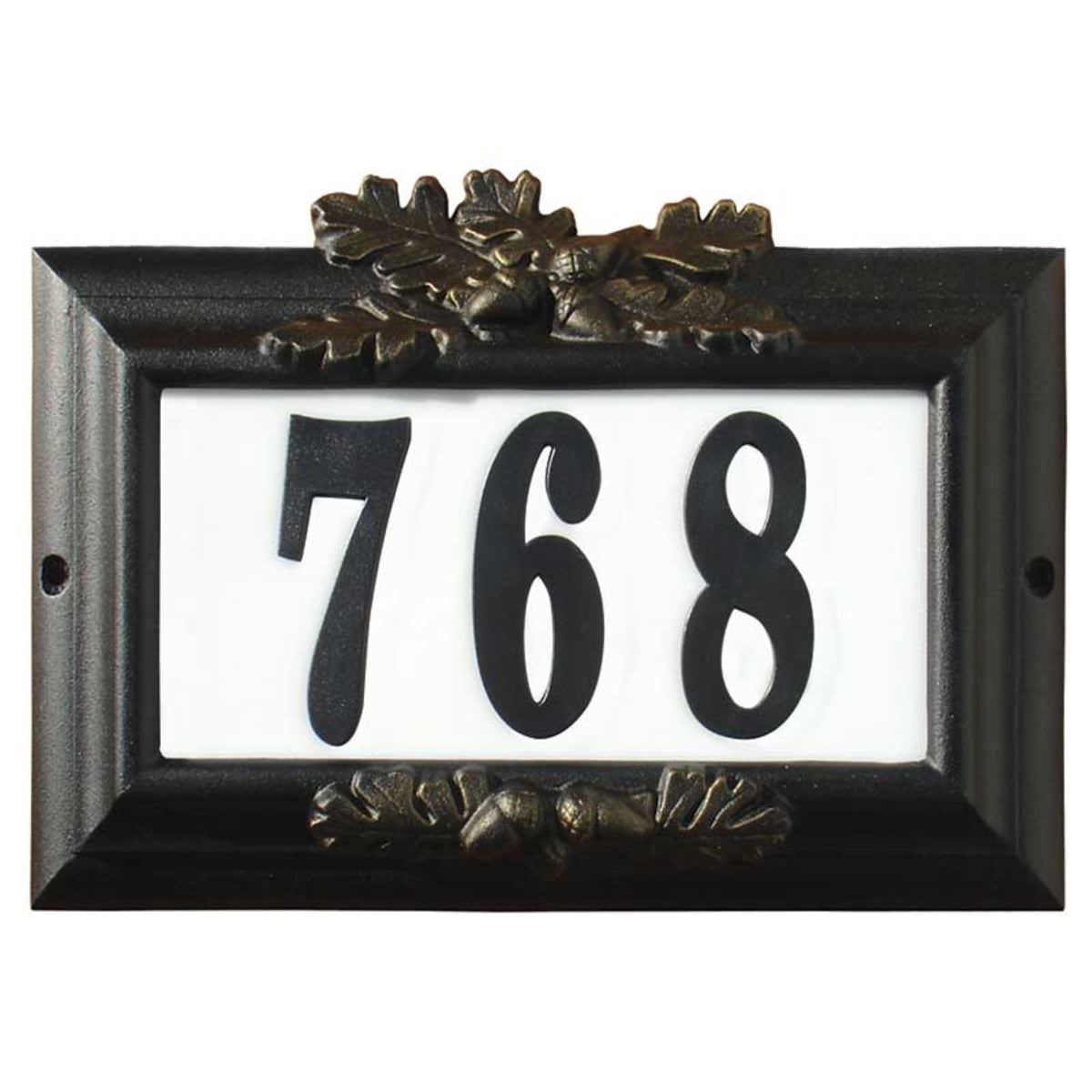 Edgewood 'Misty Oak' Lighted Address Plaque In Black With Gold Antiquing Frame Color