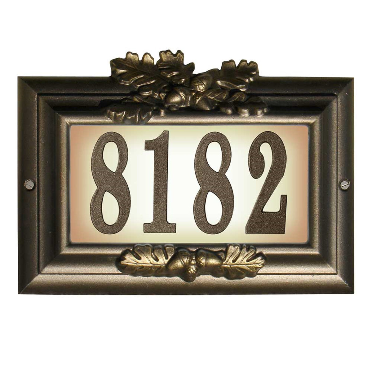 Edgewood 'Misty Oak' Lighted Address Plaque In Bronze With Gold Antiquing Frame Color