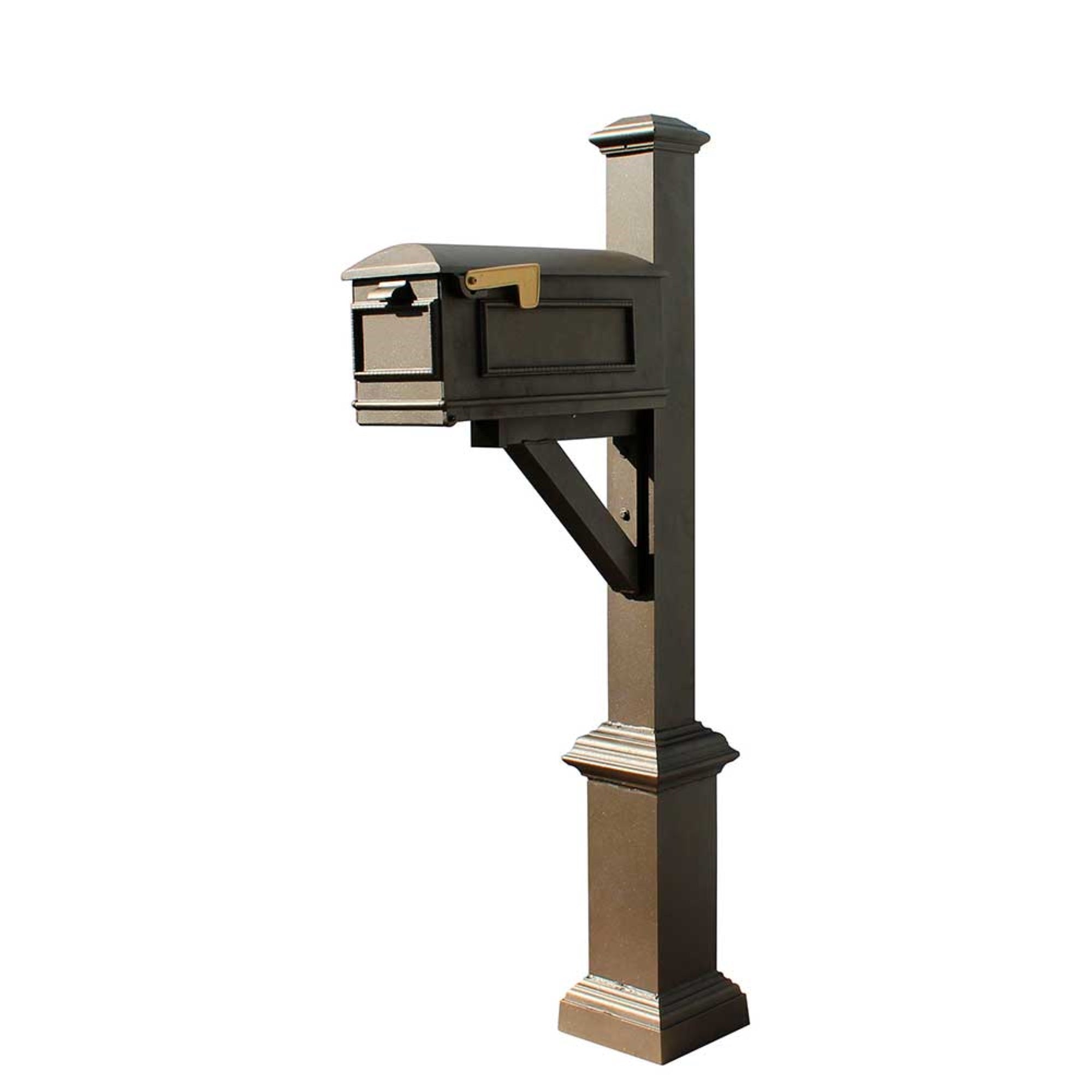 Westhaven System With Lewiston Mailbox, Square Base & Pyramid Finial In (Bronze)