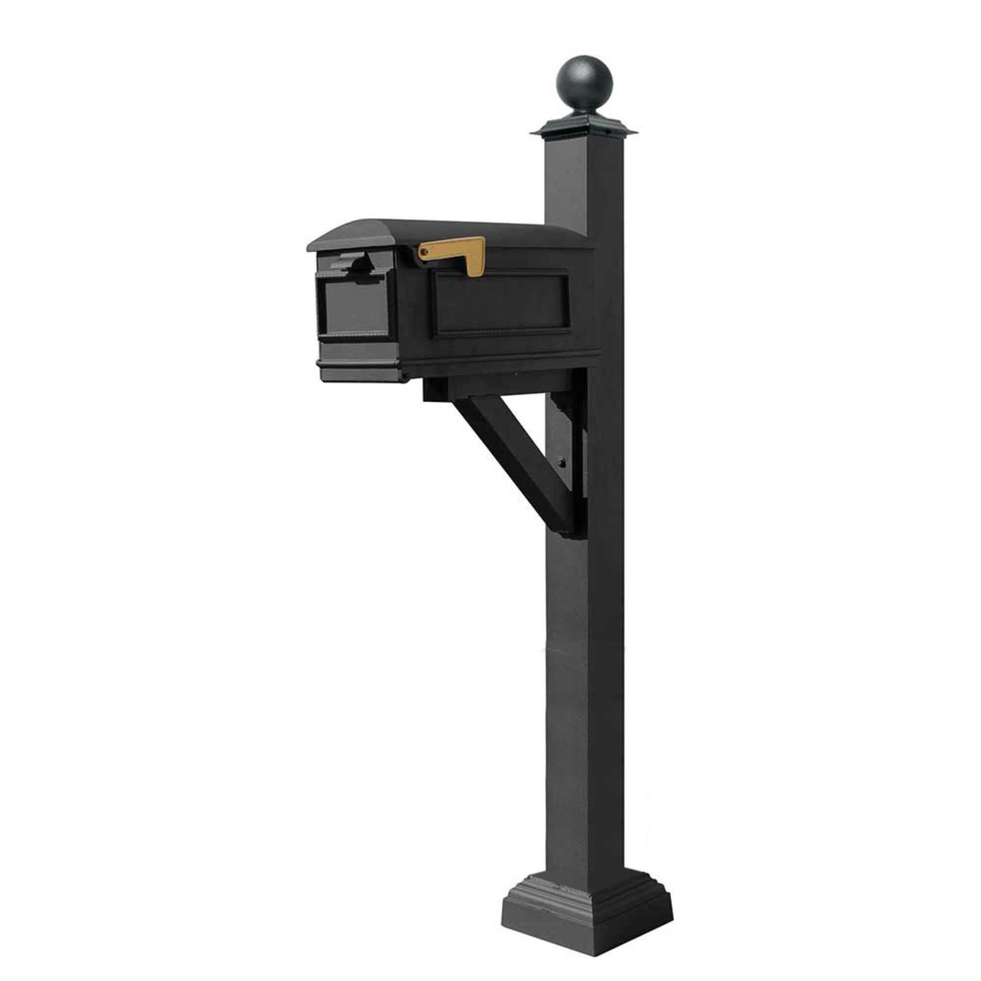 Westhaven System With Lewiston Mailbox, Square Collar & Large Ball Finial In (Black)