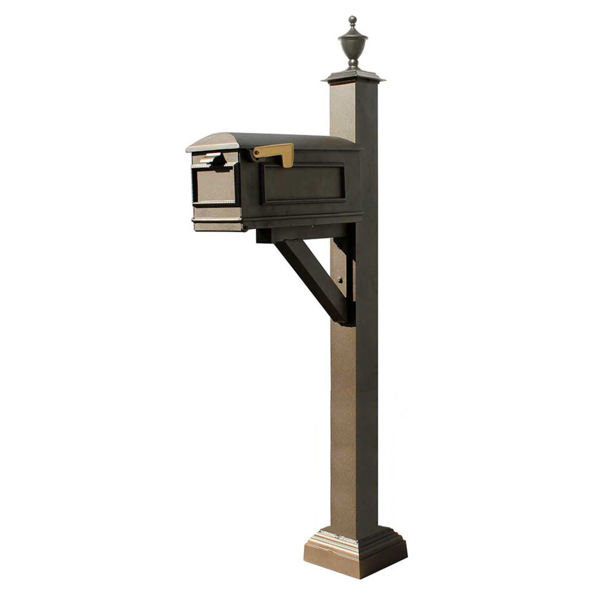 Westhaven System With Lewiston Mailbox, Square Collar & Urn Finial In (Bronze)