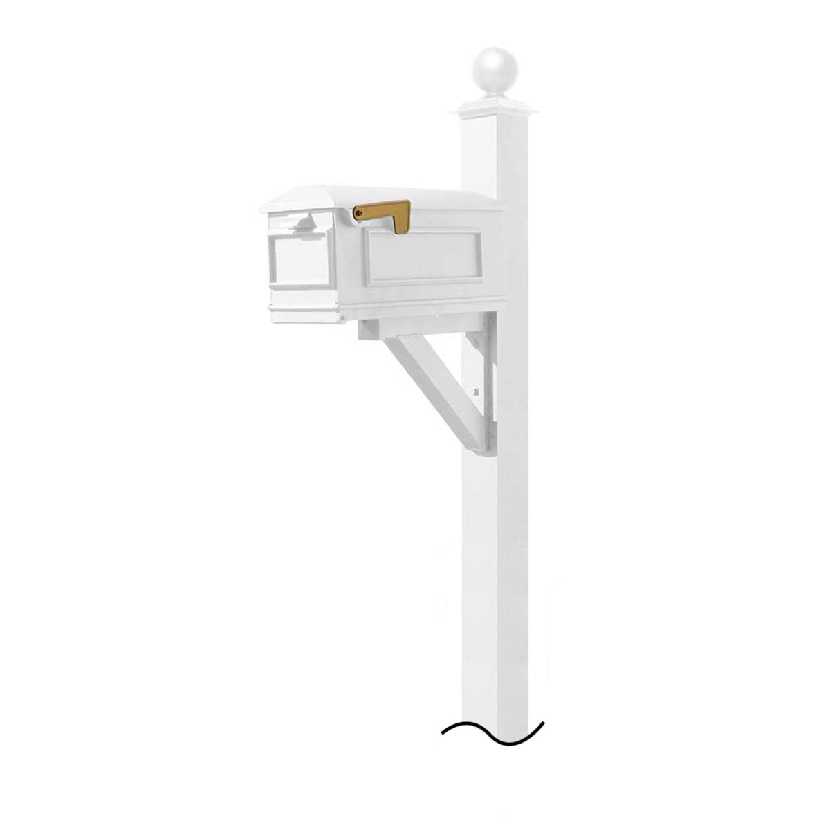 Westhaven System With Lewiston Mailbox (No Base) Large Ball Finial In (White)