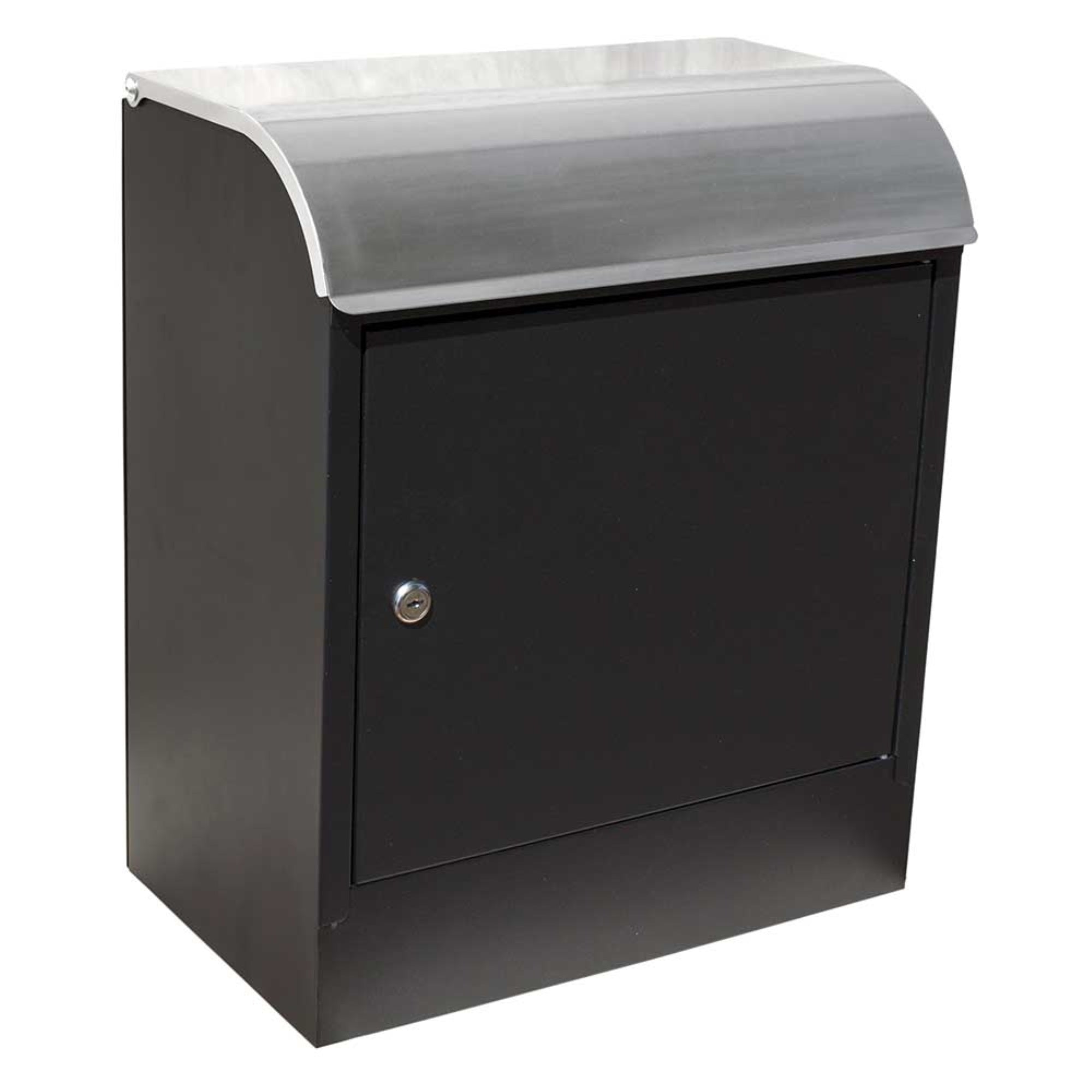 Selma Locking Mail & Parcel Box, Black With Stainless Steel