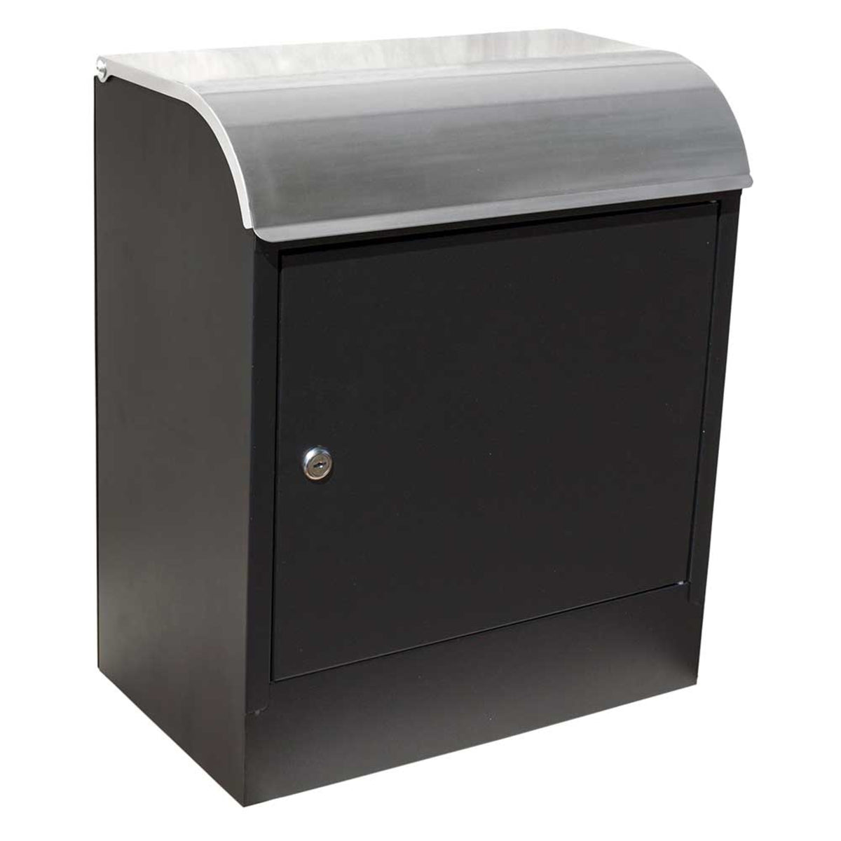 Selma Locking Mail & Parcel Box, Black With Stainless Steel