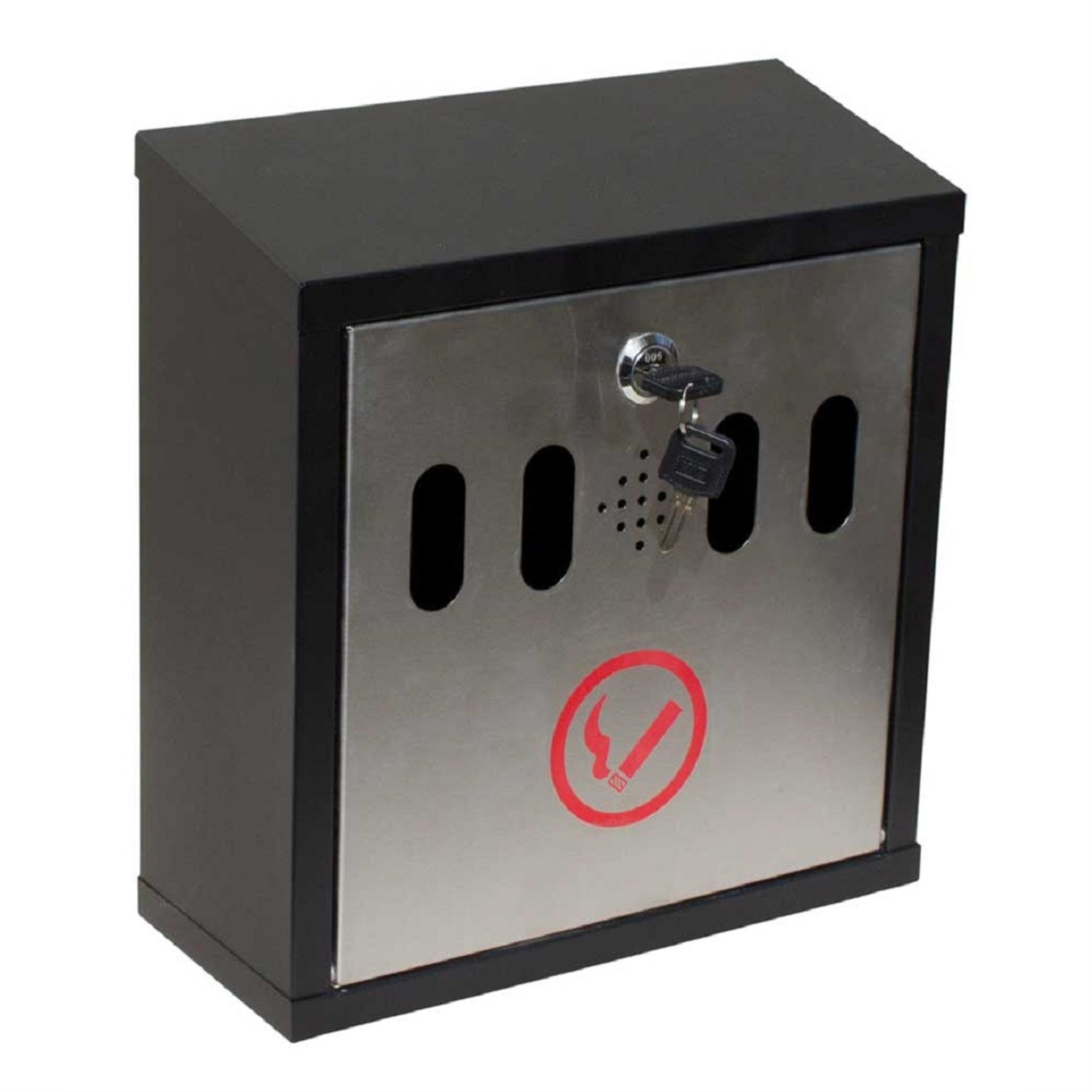 Hayward Wall Mount Cigarette Ash Receptacle, Black with Stainless