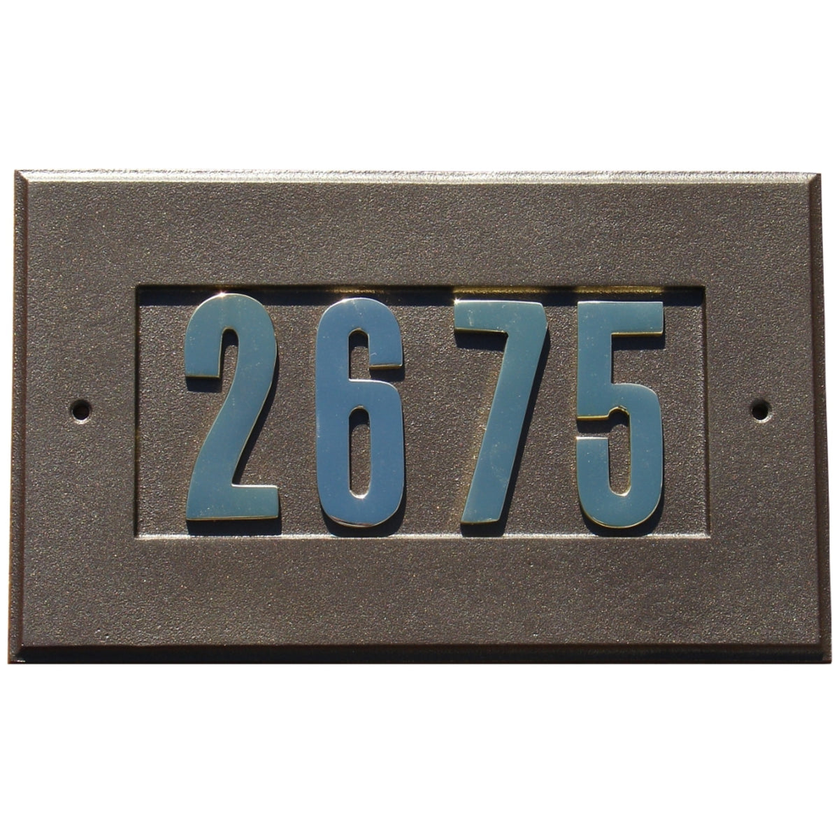 Manchester Address Plate With 3' Gold Brass Numbers  (Numbers Included)  In Bronze