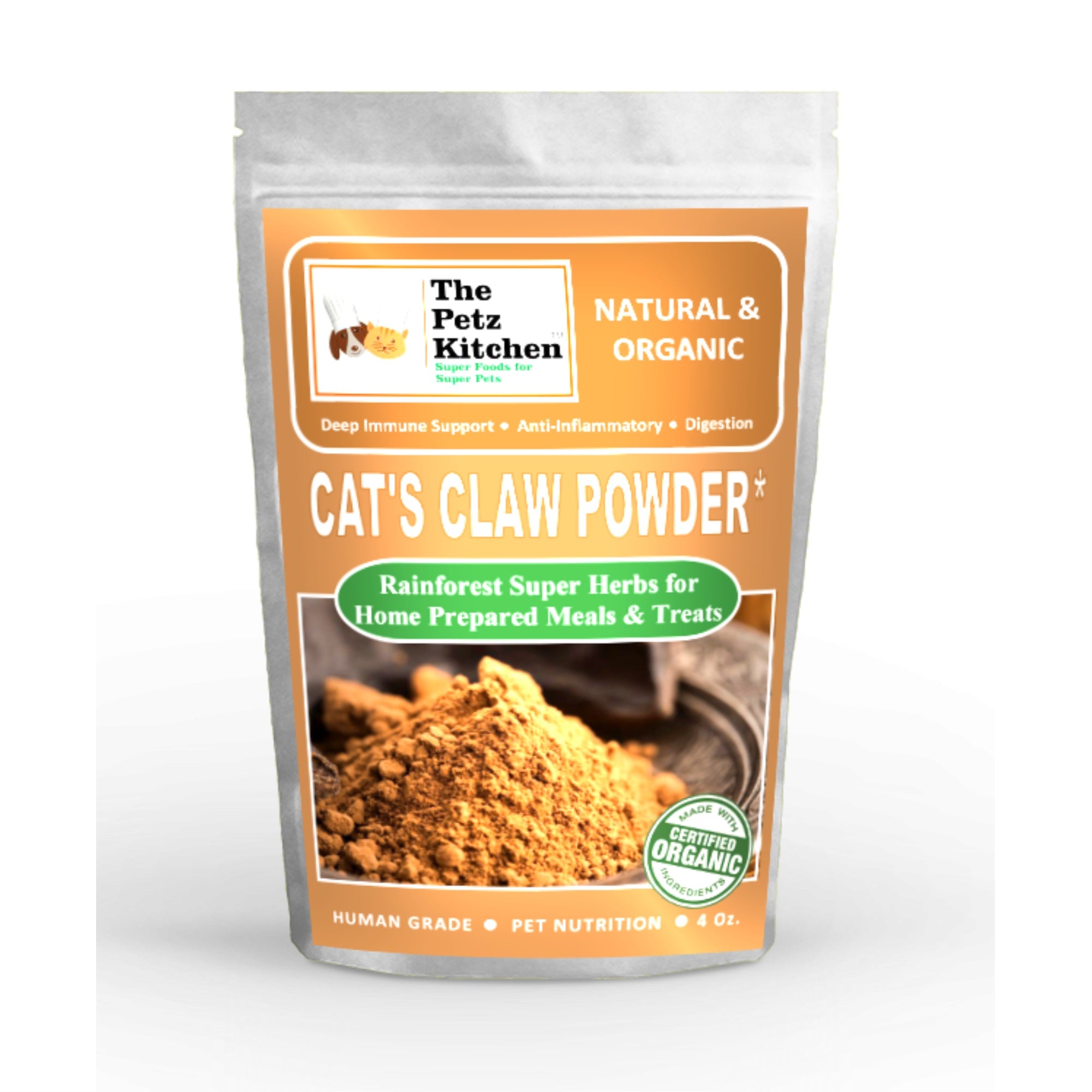 CatS Claw Powder Immune & Inflammation Support* The Petz Kitchen Organic & Human Grade Ingredients For Home Prepared Meals & Treats