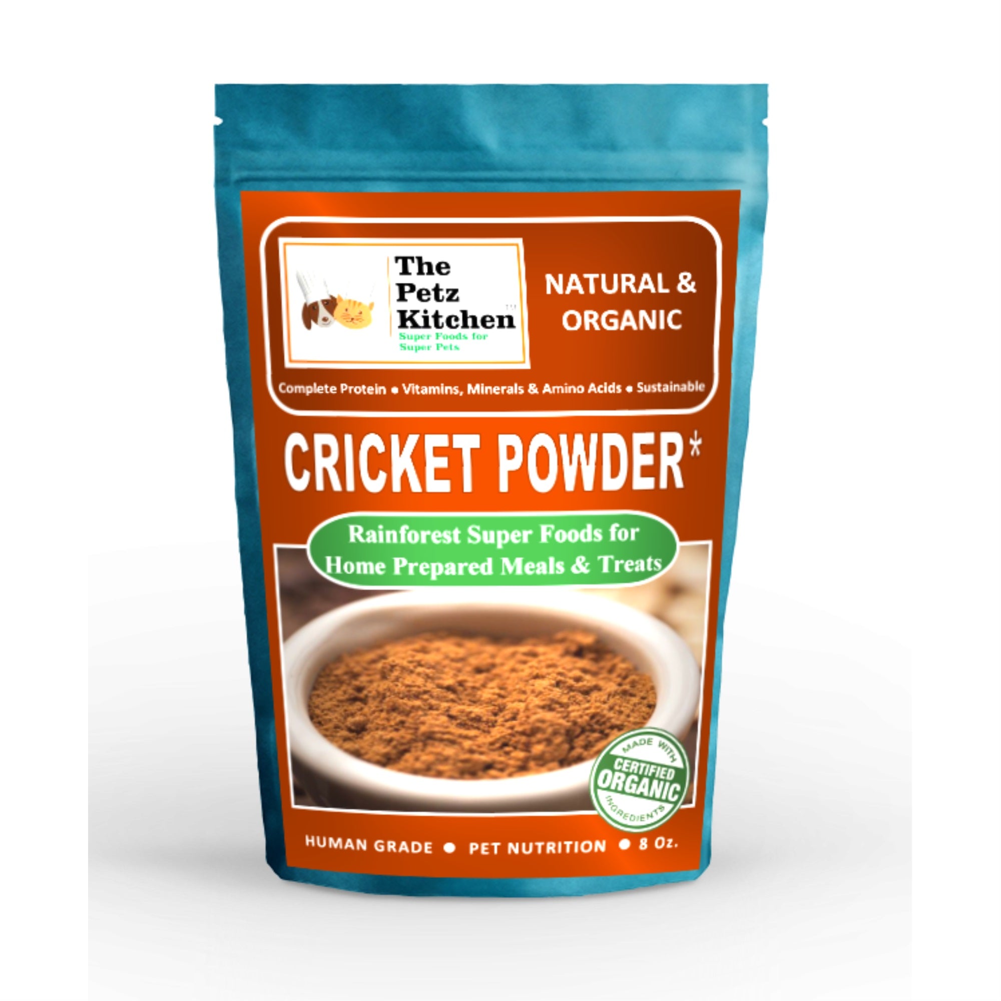 Cricket Flour Omega 3 & 6 Complete Protein* Eco-Conscious Usda Organic Cricket Flour* The Petz Kitchen - Organic & Human Grade Ingredients For Home Prepared Meals & Treats
