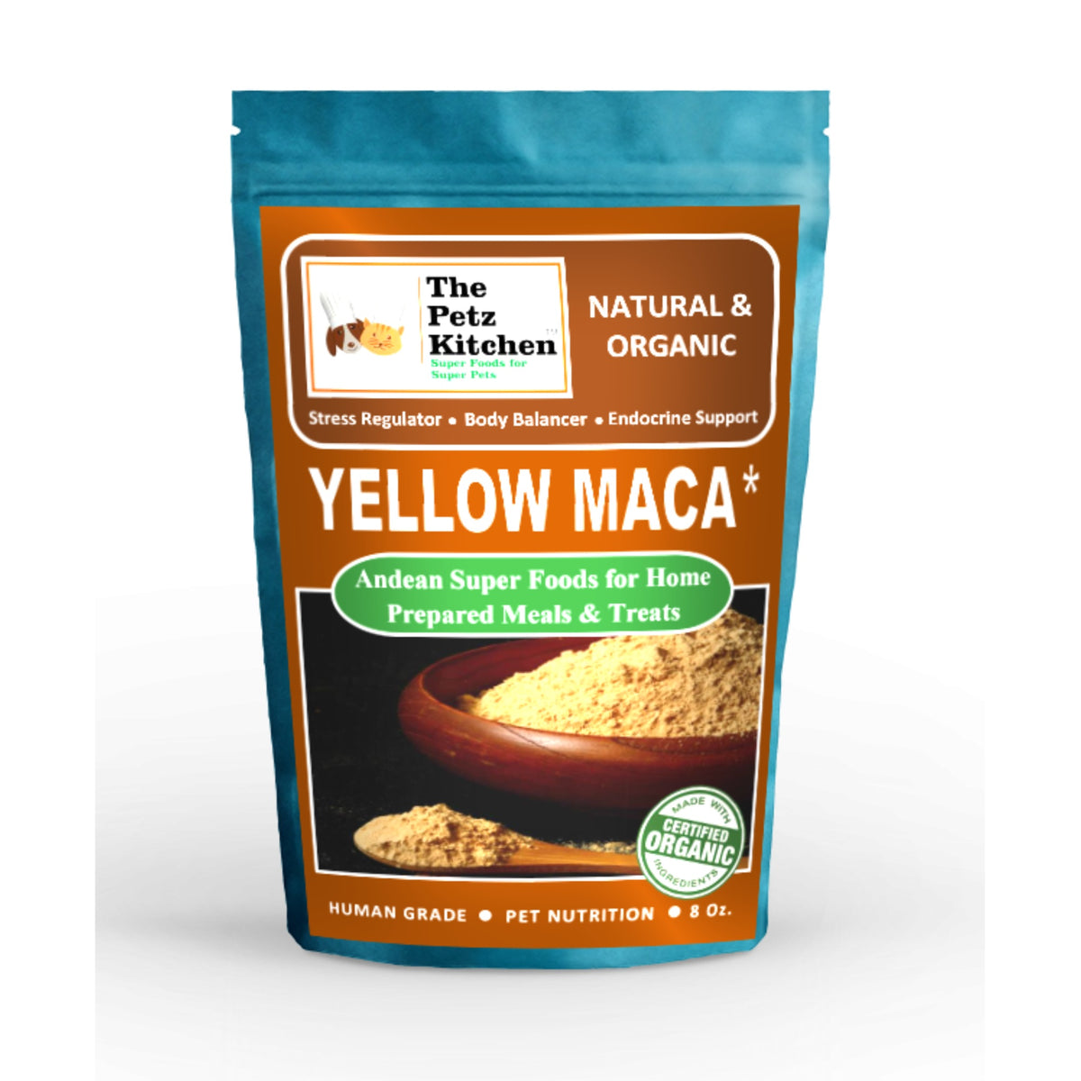 Yellow Maca* Complete Protein & Cognitive & Glandular Support* The Petz Kitchen Organic & Human Grade Ingredients For Home Prepared Meals & Treats*