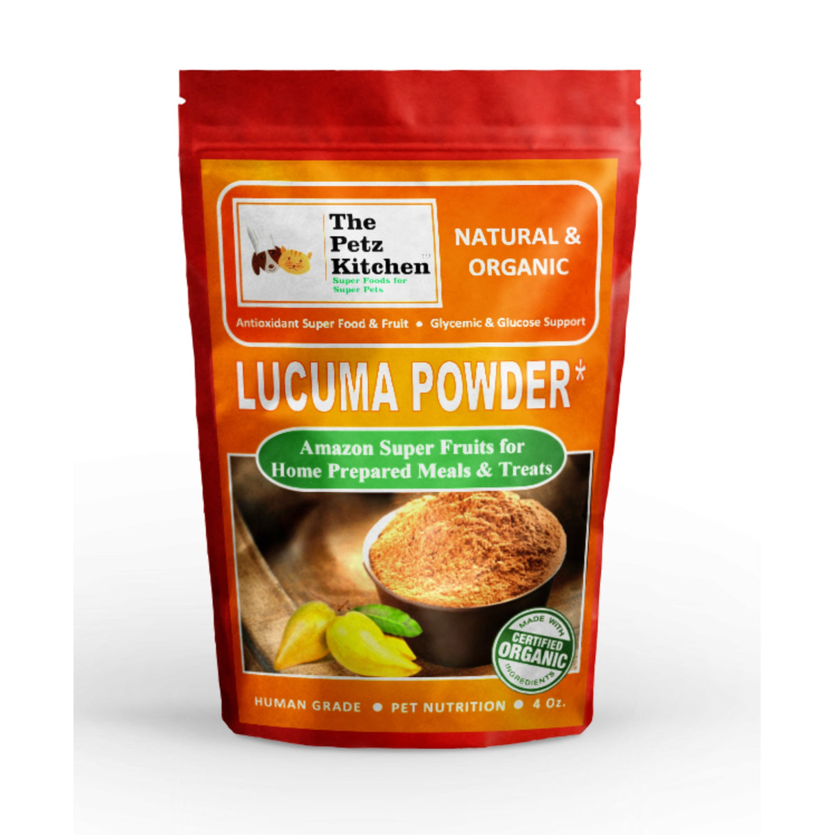 Lucuma Powder - Glycemic Glucose & Digestive Support*  Antioxidant Usda Organic Super Food & Fruit The Petz Kitchen