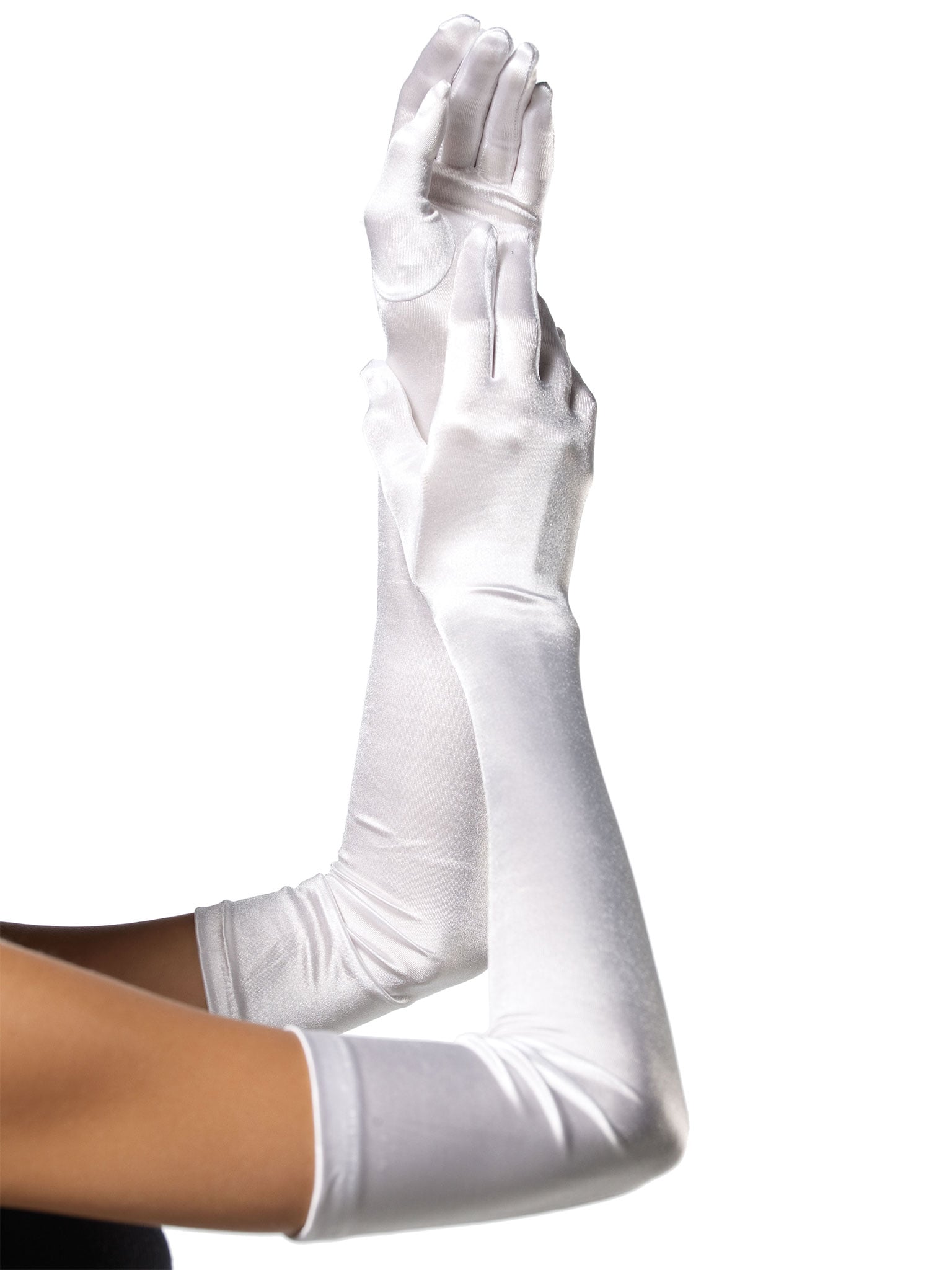 EXTRA LONG SATIN GLOVES O/S WH