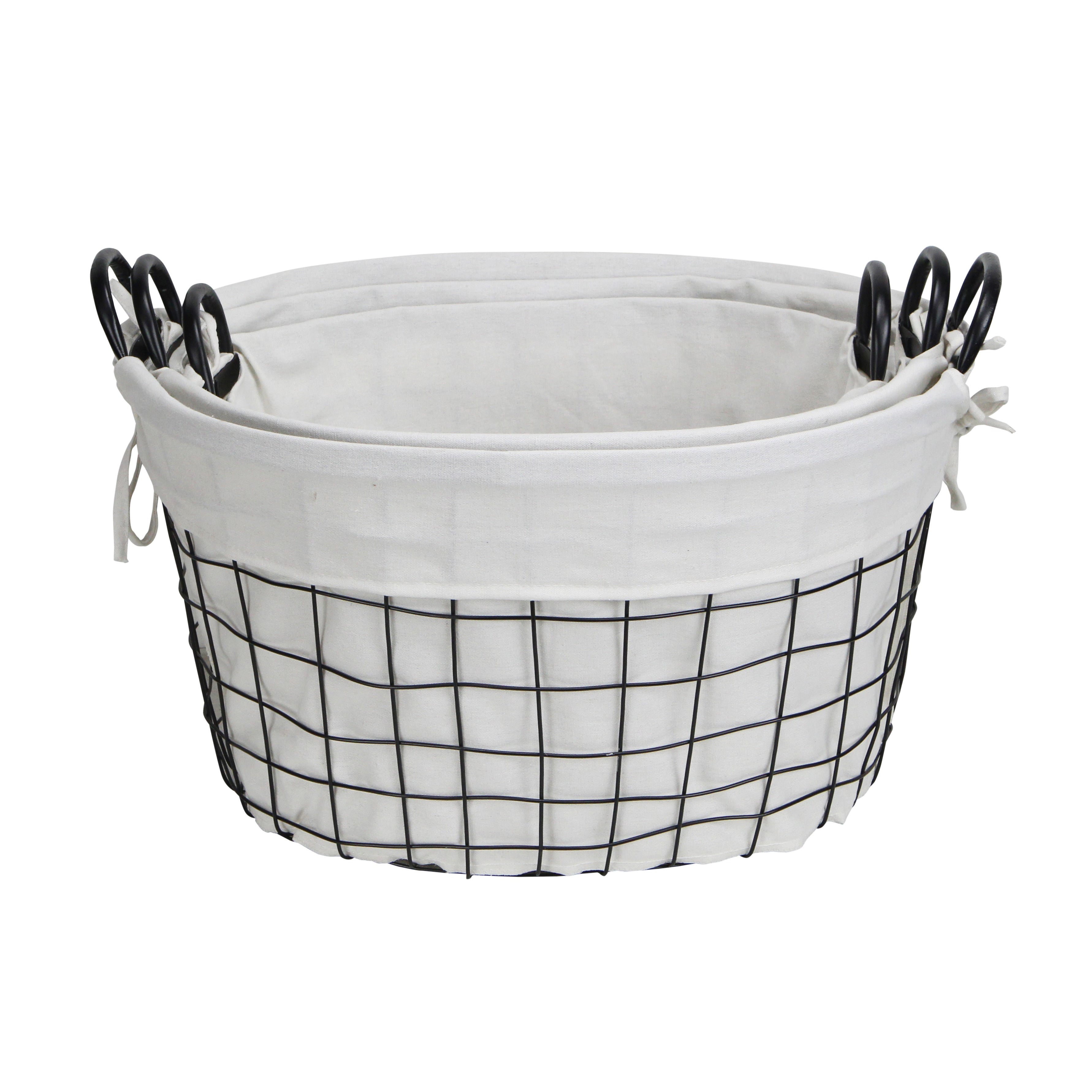 Esker Set of 3 Lined Metal Wire Oval Baskets