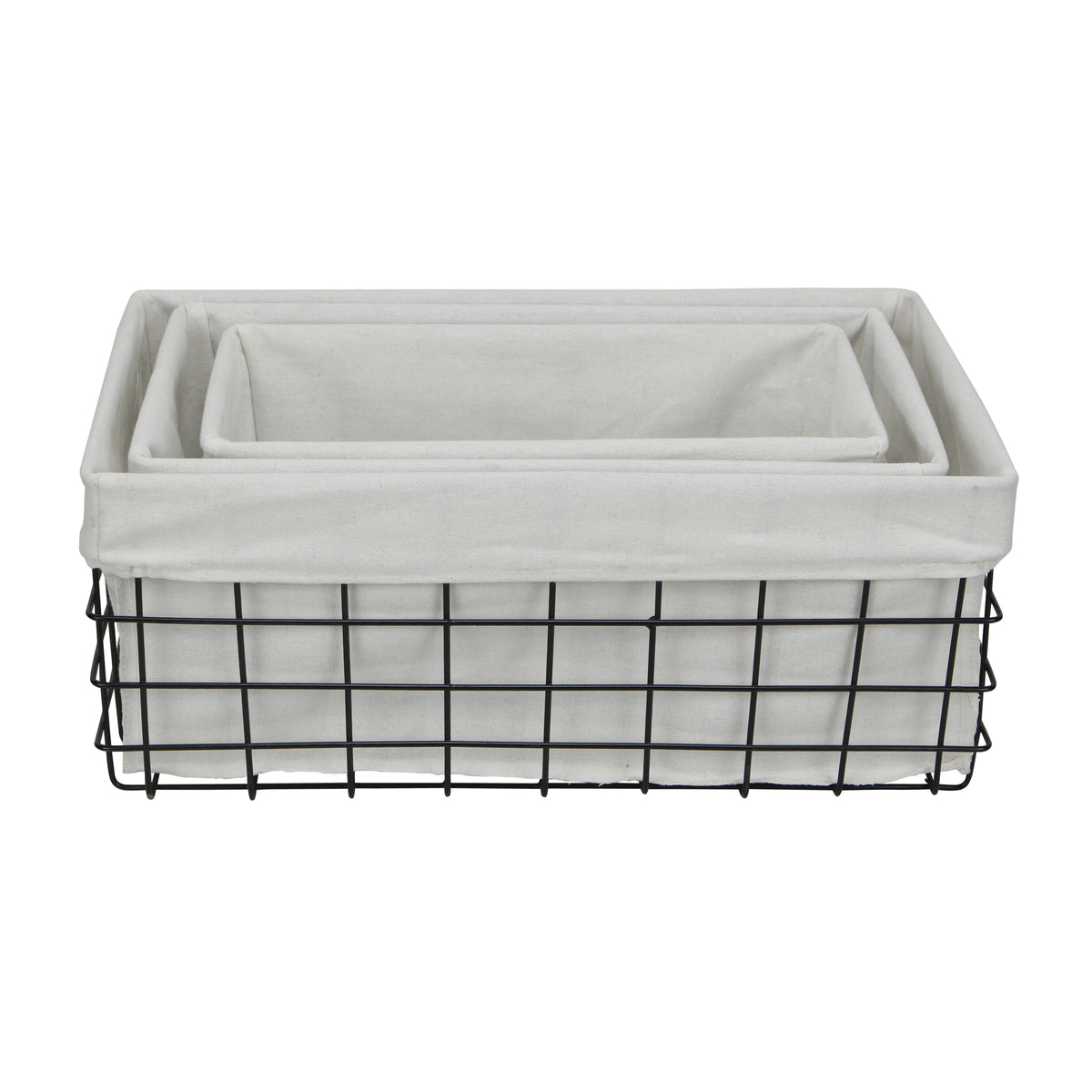 Esker Set Of 3 Lined Metal Wire Rectangular Baskets