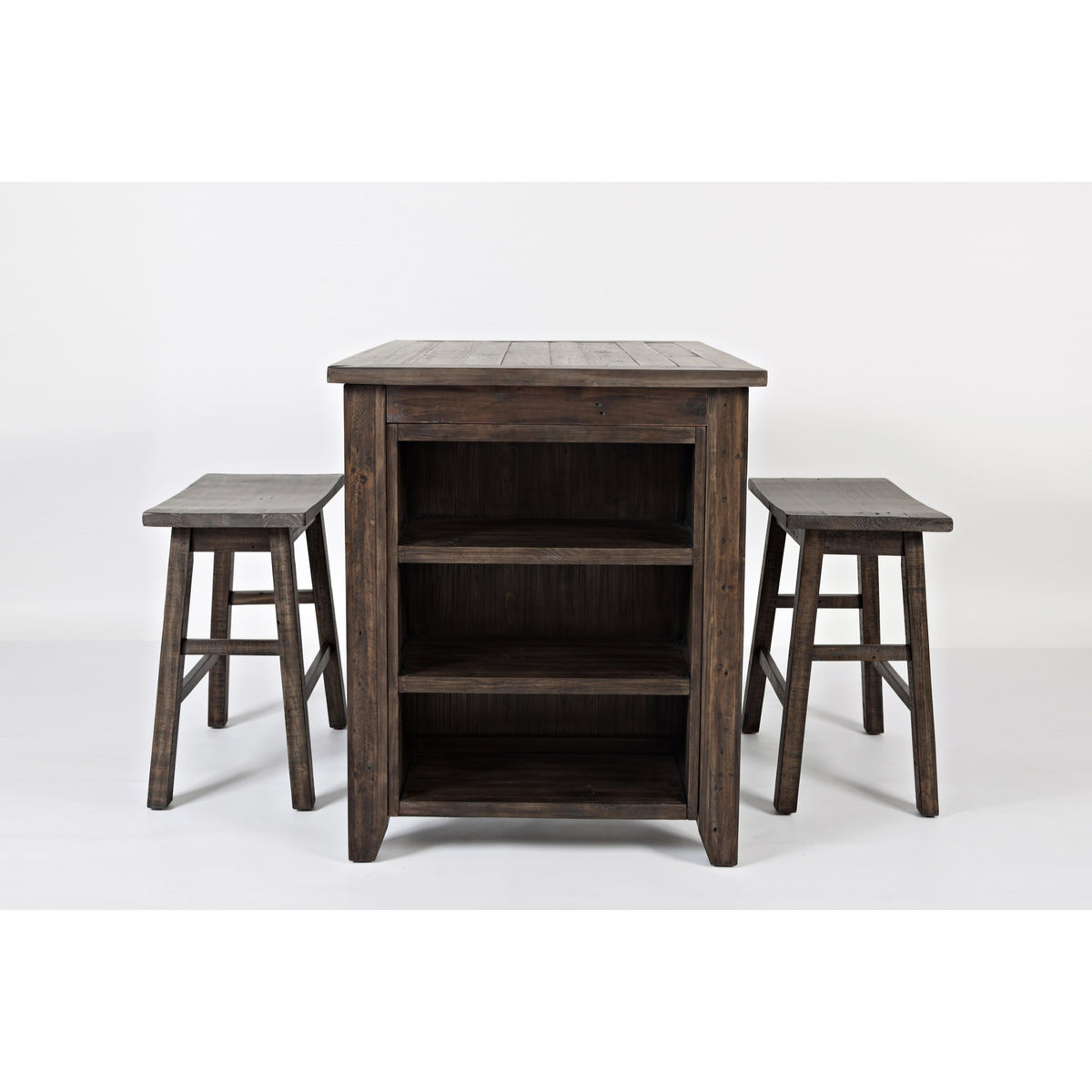 Madison County Rustic Reclaimed Solid Wood Farmhouse 3 Piece Counter Height Dining Set