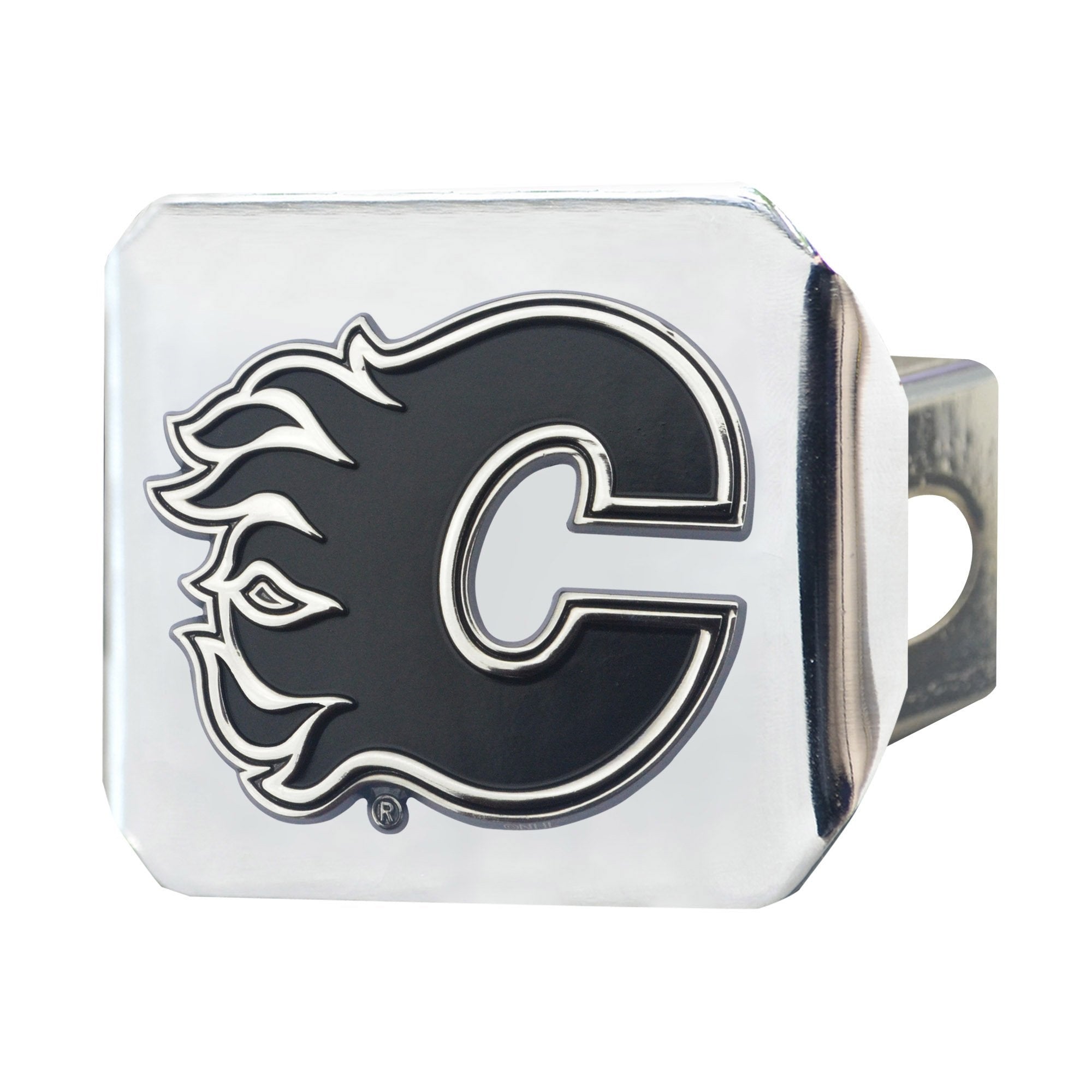 Calgary Flames Chrome Metal Hitch Cover With Chrome Metal 3D Emblem