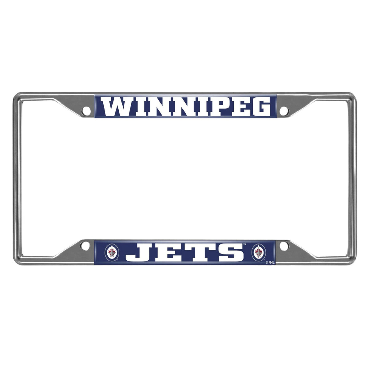 Winnipeg Jets Chrome Metal License Plate Frame, 6.25In X 12.25In