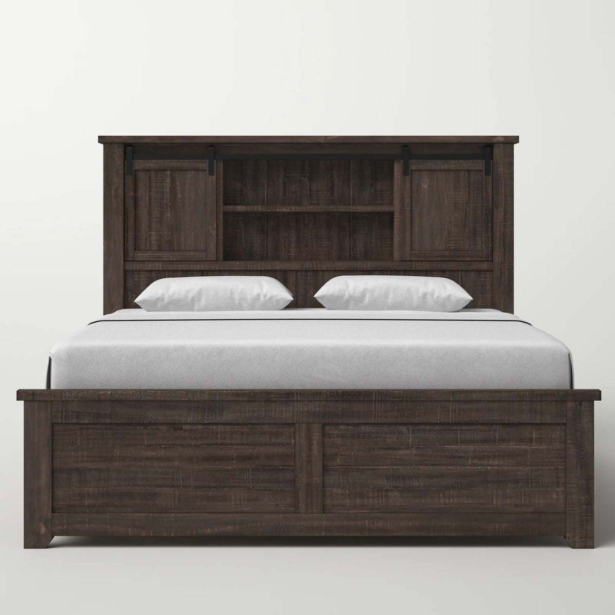 Madison County Rustic Reclaimed Pine Farmhouse Queen Barn Door Bed