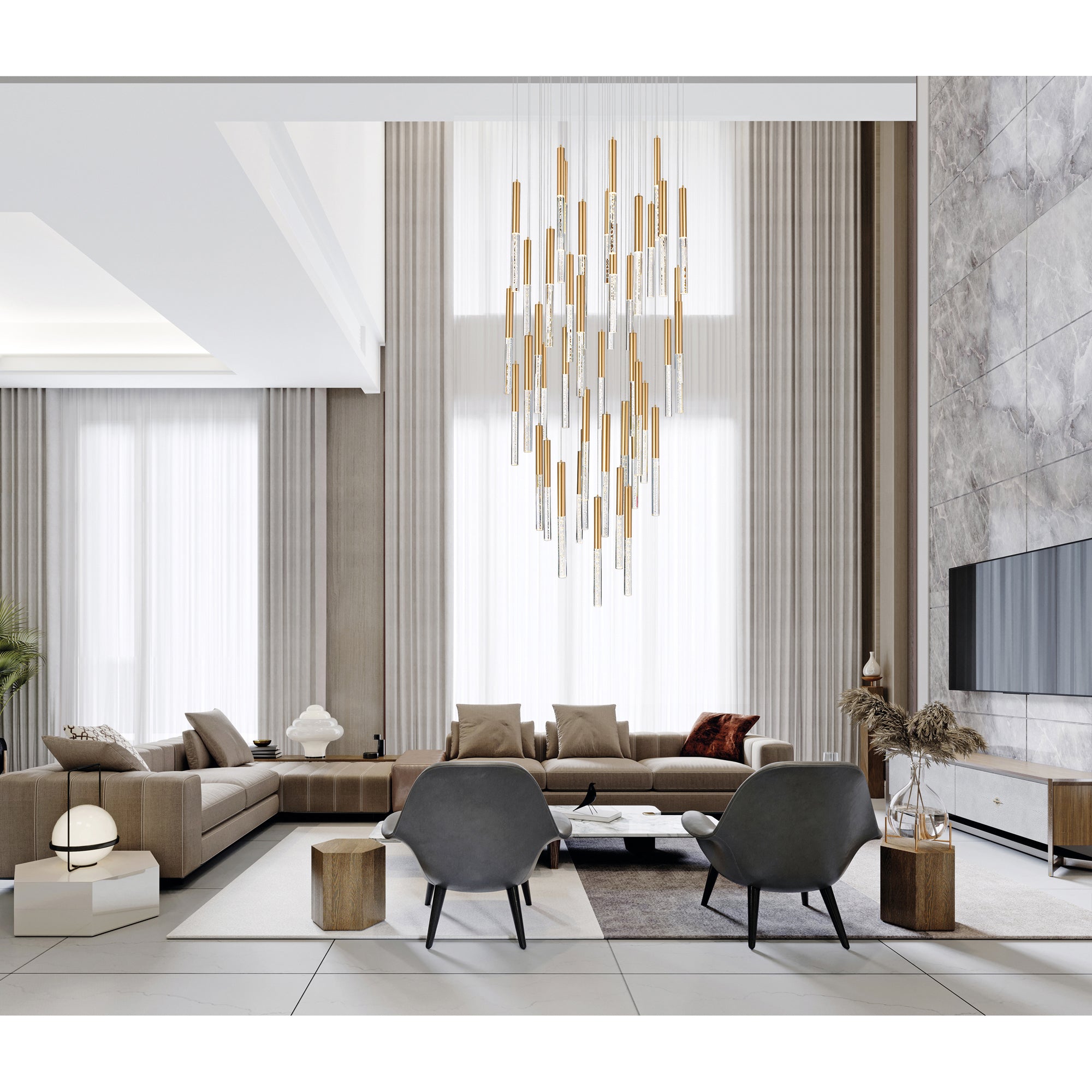Dragonswatch Led Integrated Chandelier With Satin Gold Finish