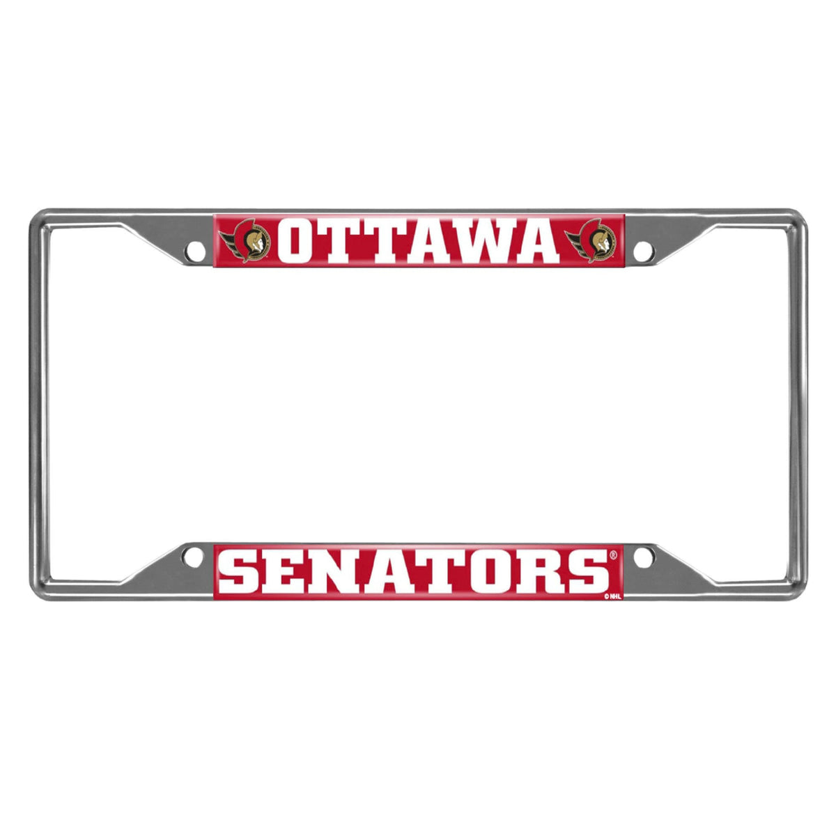 Ottawa Senators Chrome Metal License Plate Frame, 6.25In X 12.25In