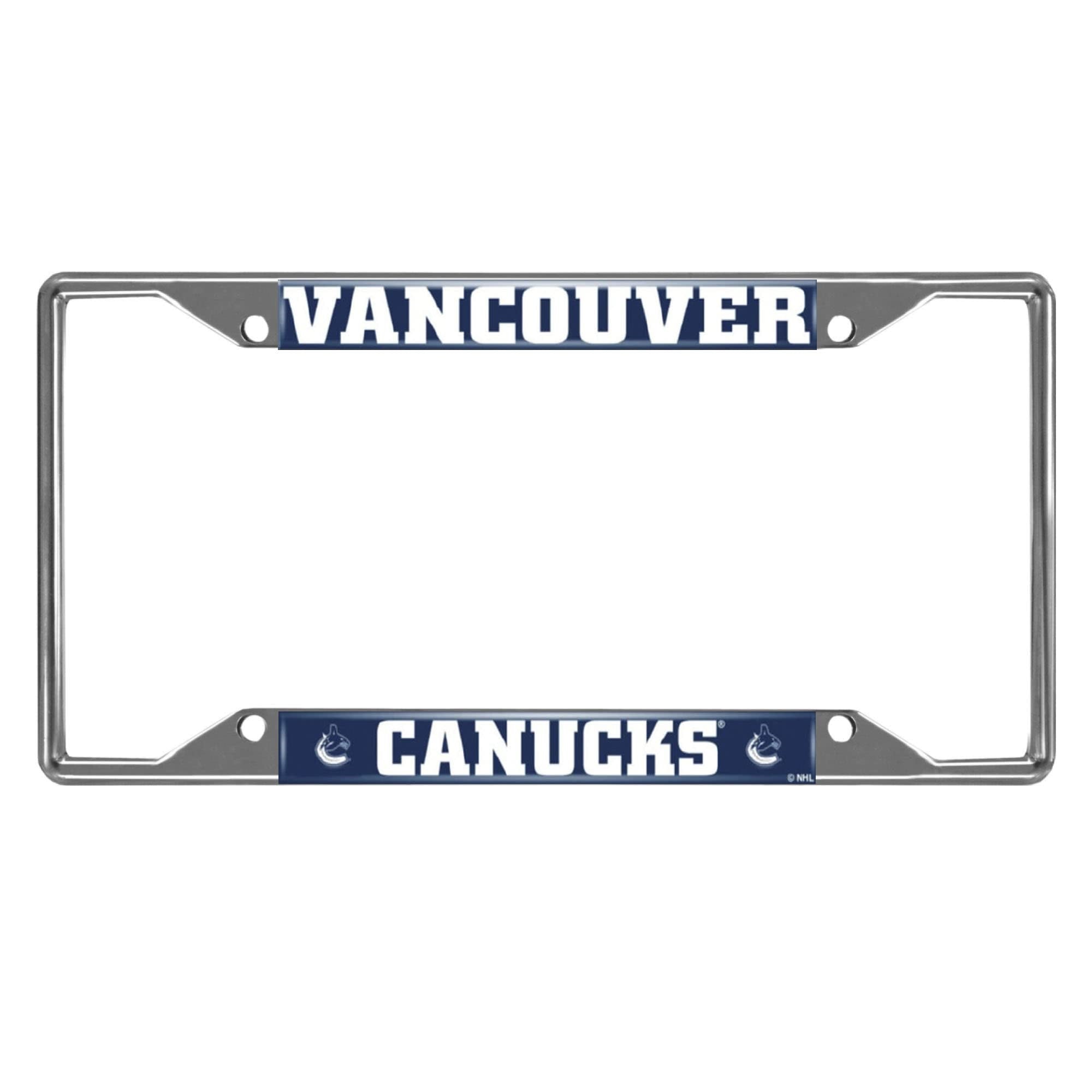 Vancouver Canucks Chrome Metal License Plate Frame, 6.25In X 12.25In
