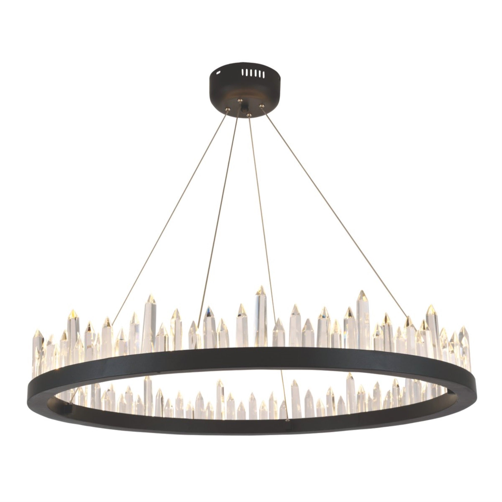 Malta 40 Light Satin Dark Grey Chandelier Clear Royal Cut Crystal