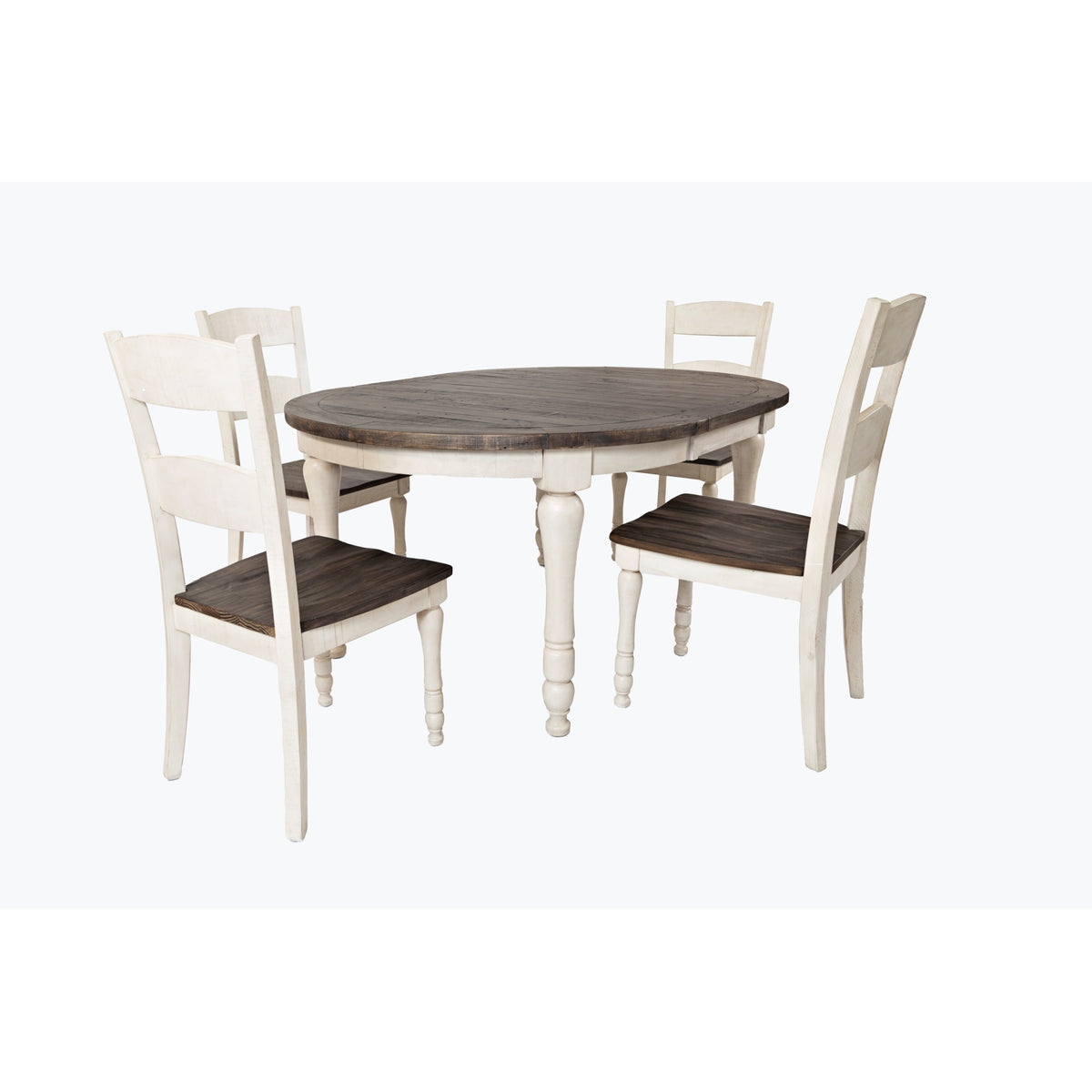 Madison County Reclaimed Pine 66' Oval Farmhouse Five-Piece Dining Set