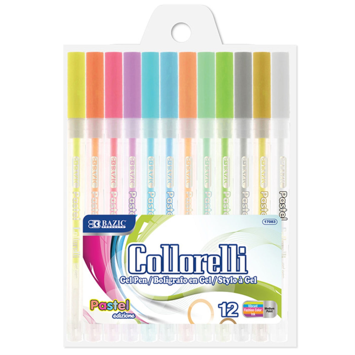 Bazic 12 Pastel Color Collorelli Gel Pen / Box Qty - 24