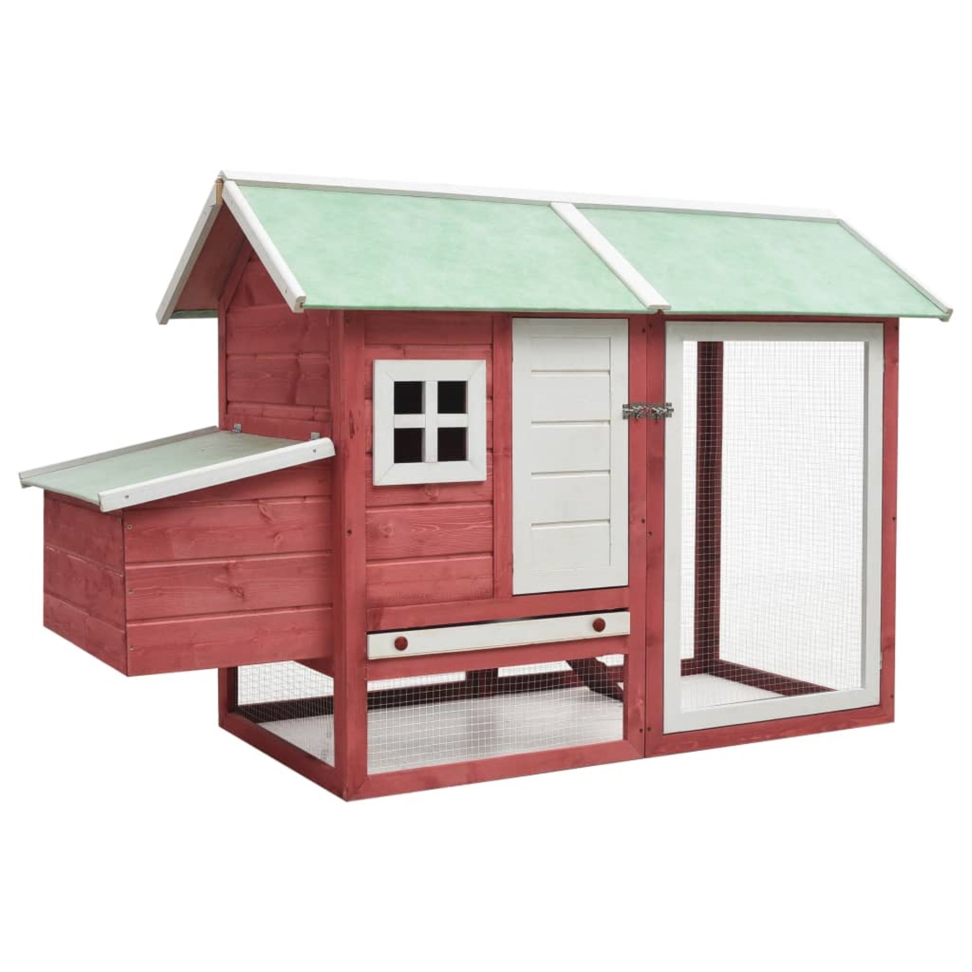 Vidaxl Chicken Cage Red 66.9'X31.9'X43.3' Solid Pine & Fir Wood