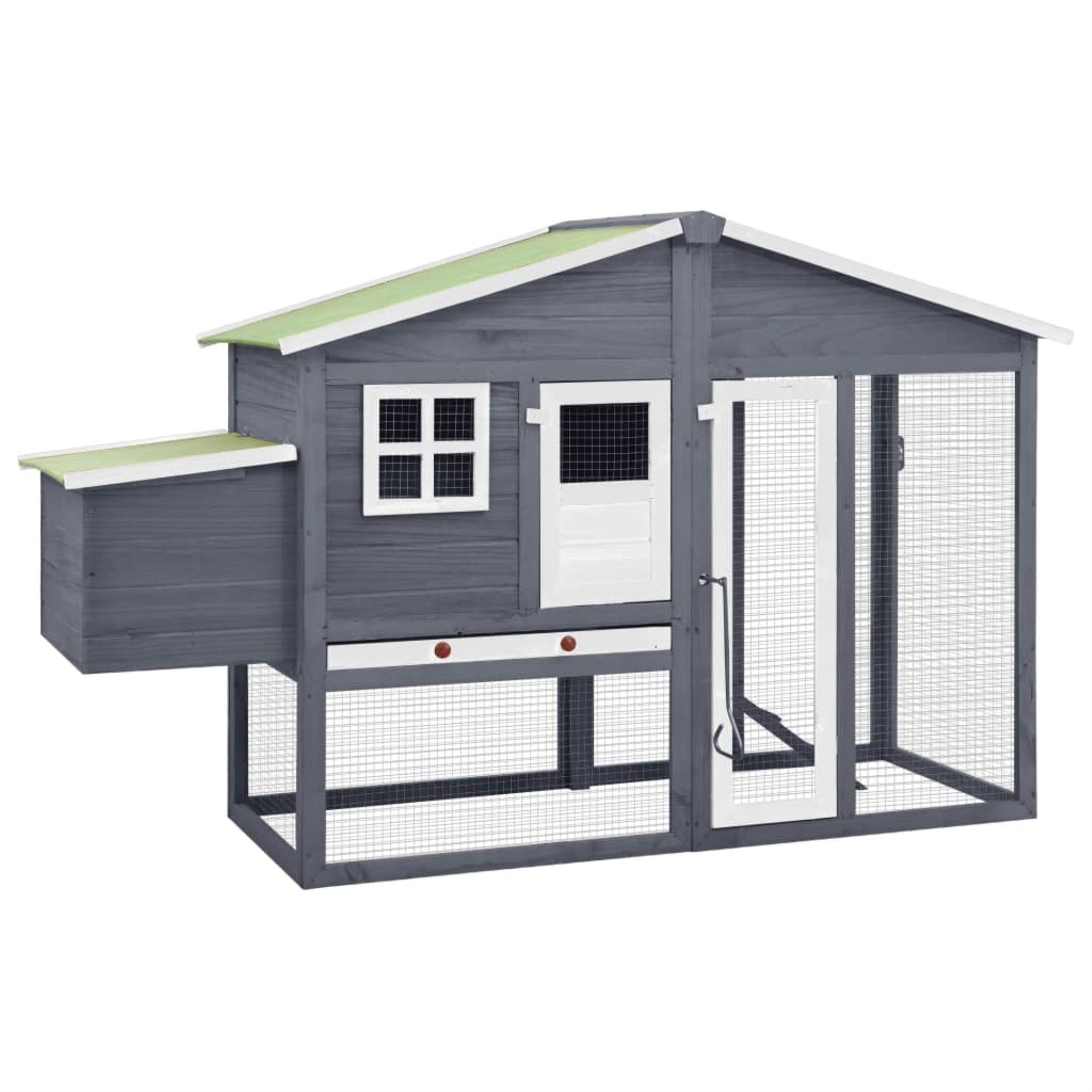 Vidaxl Chicken Coop With Nest Box Gray And White Solid Fir Wood