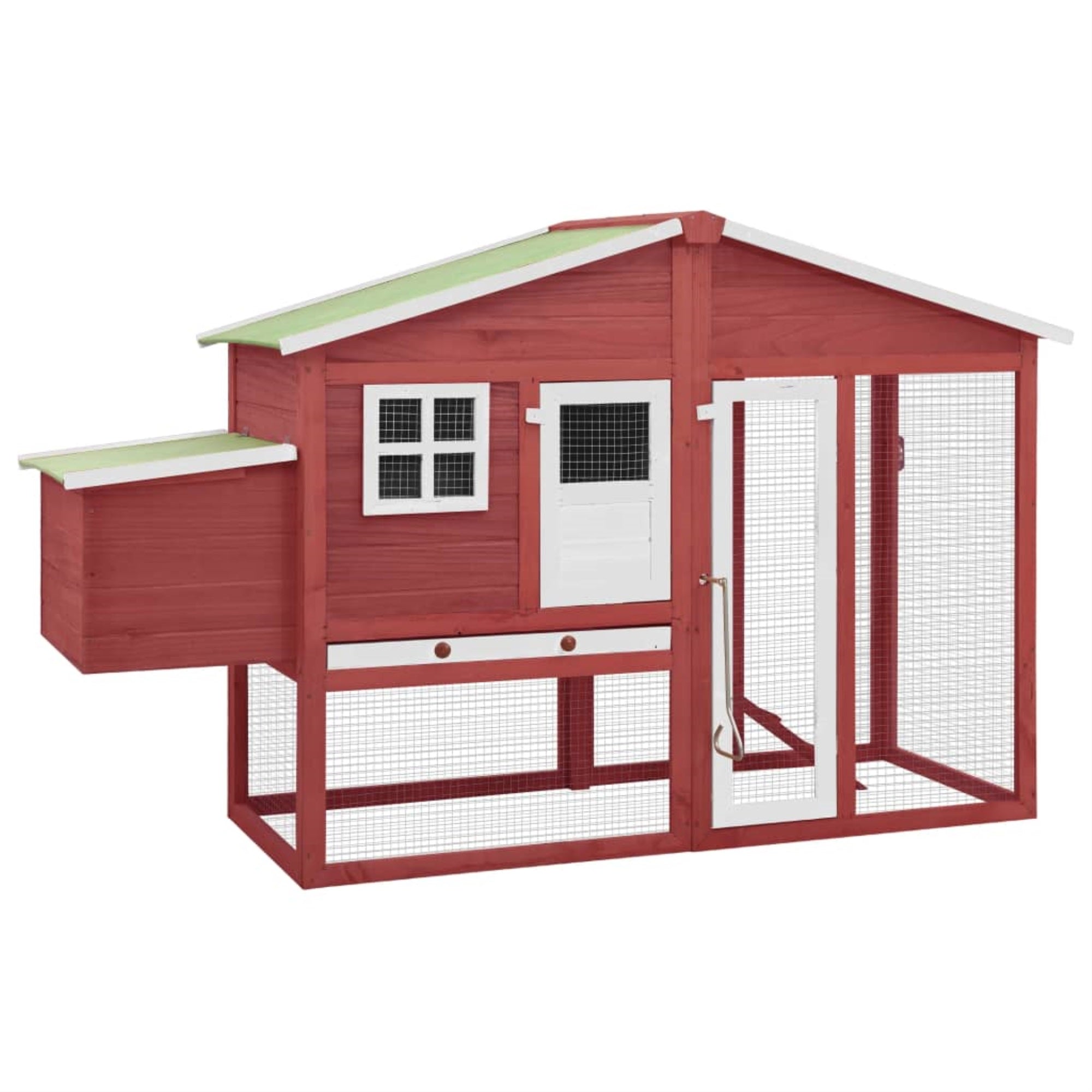Vidaxl Chicken Coop With Nest Box Red And White Solid Fir Wood
